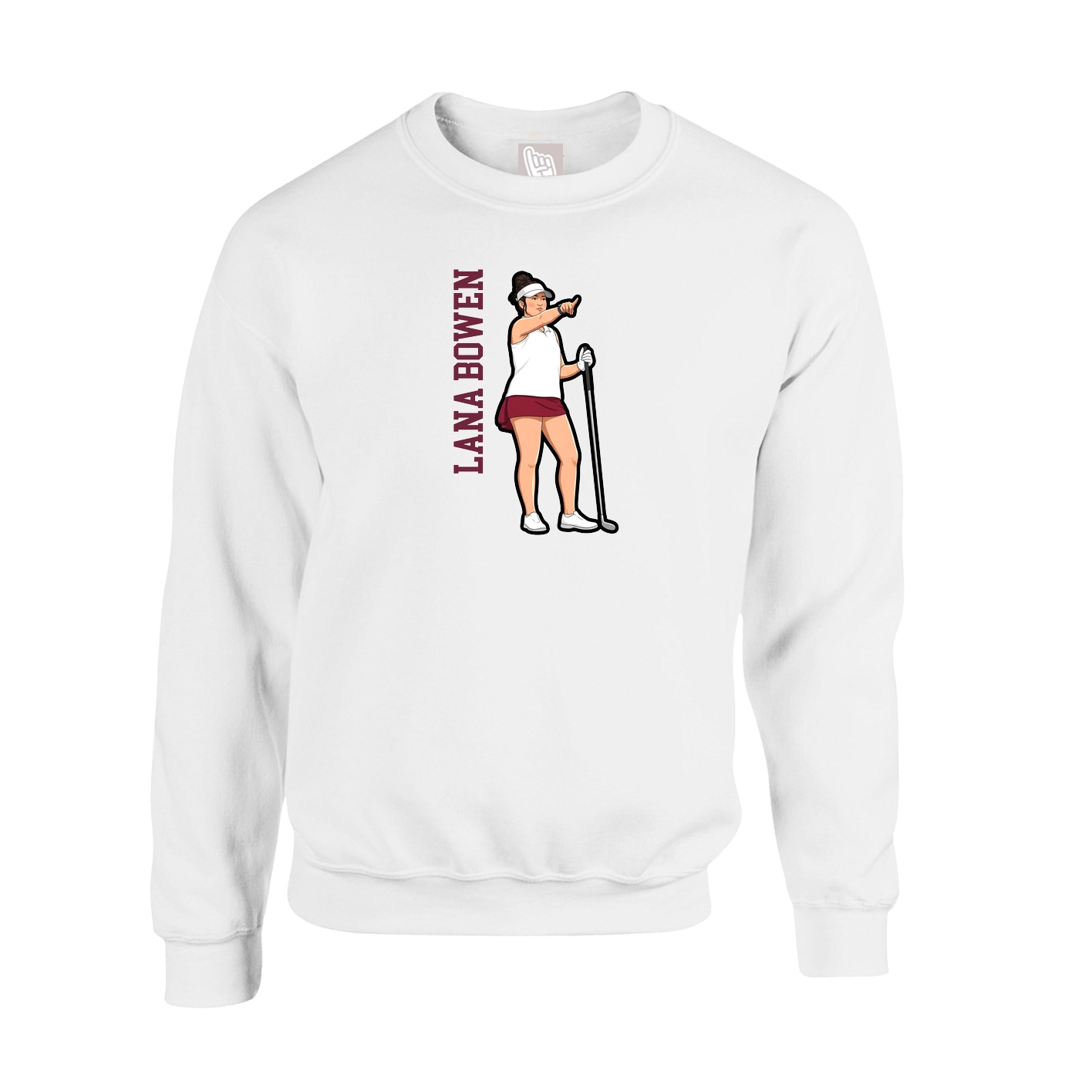 Fleece Crew — Name Vertical in White
