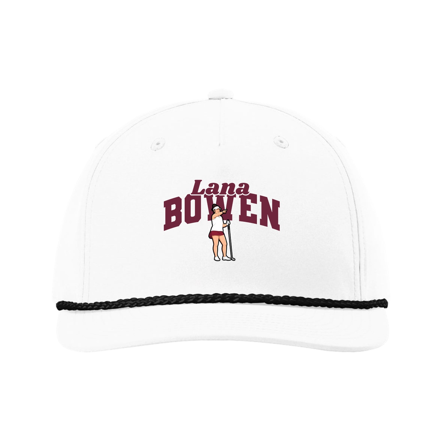 Five-Panel Classic Rope Cap — Signature Arch in White