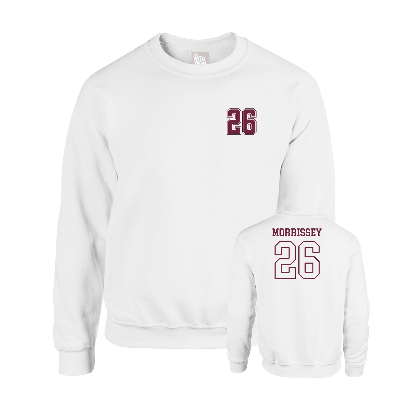 Fleece Crew — Chest Back in White
