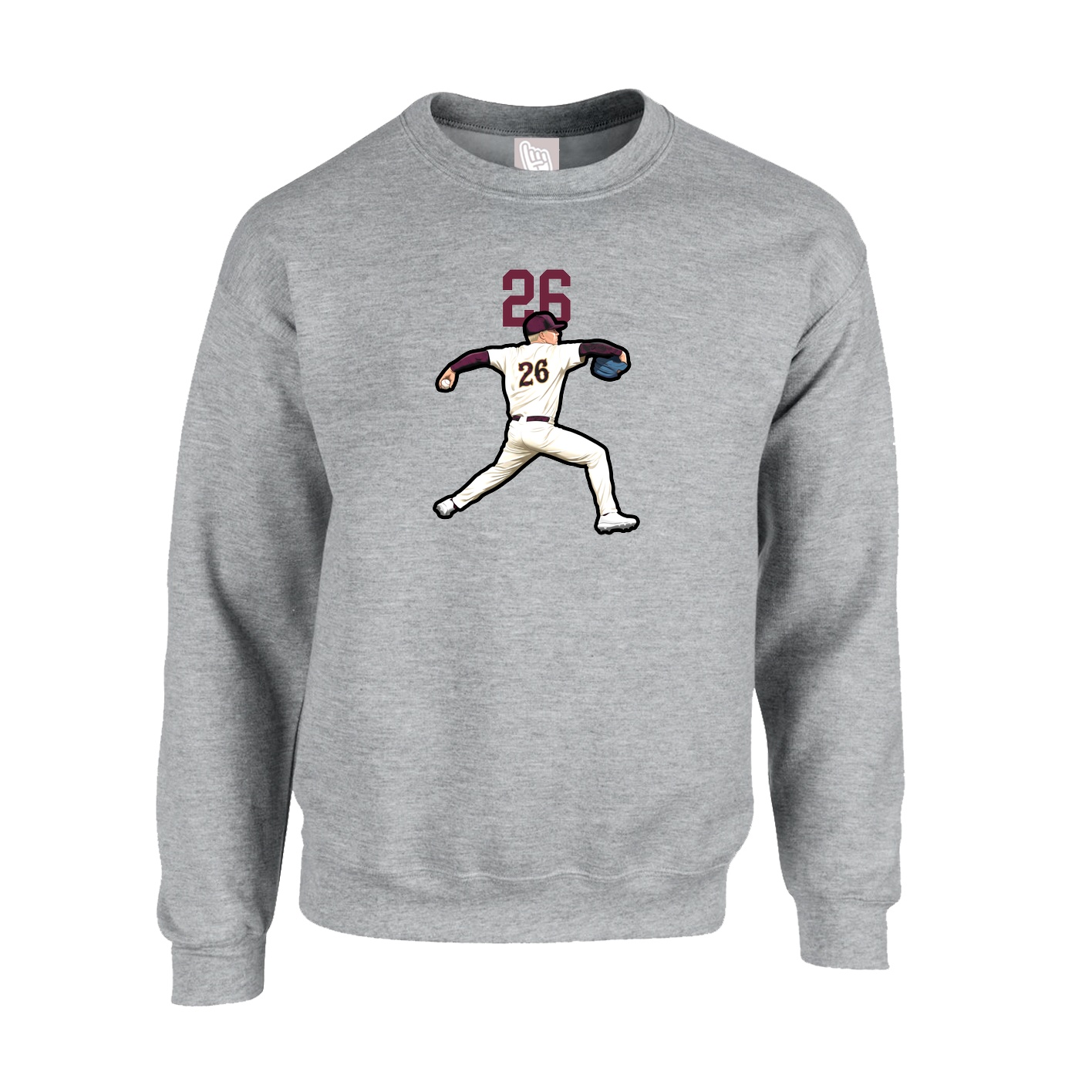 Fleece Crew — Number Top in Grey