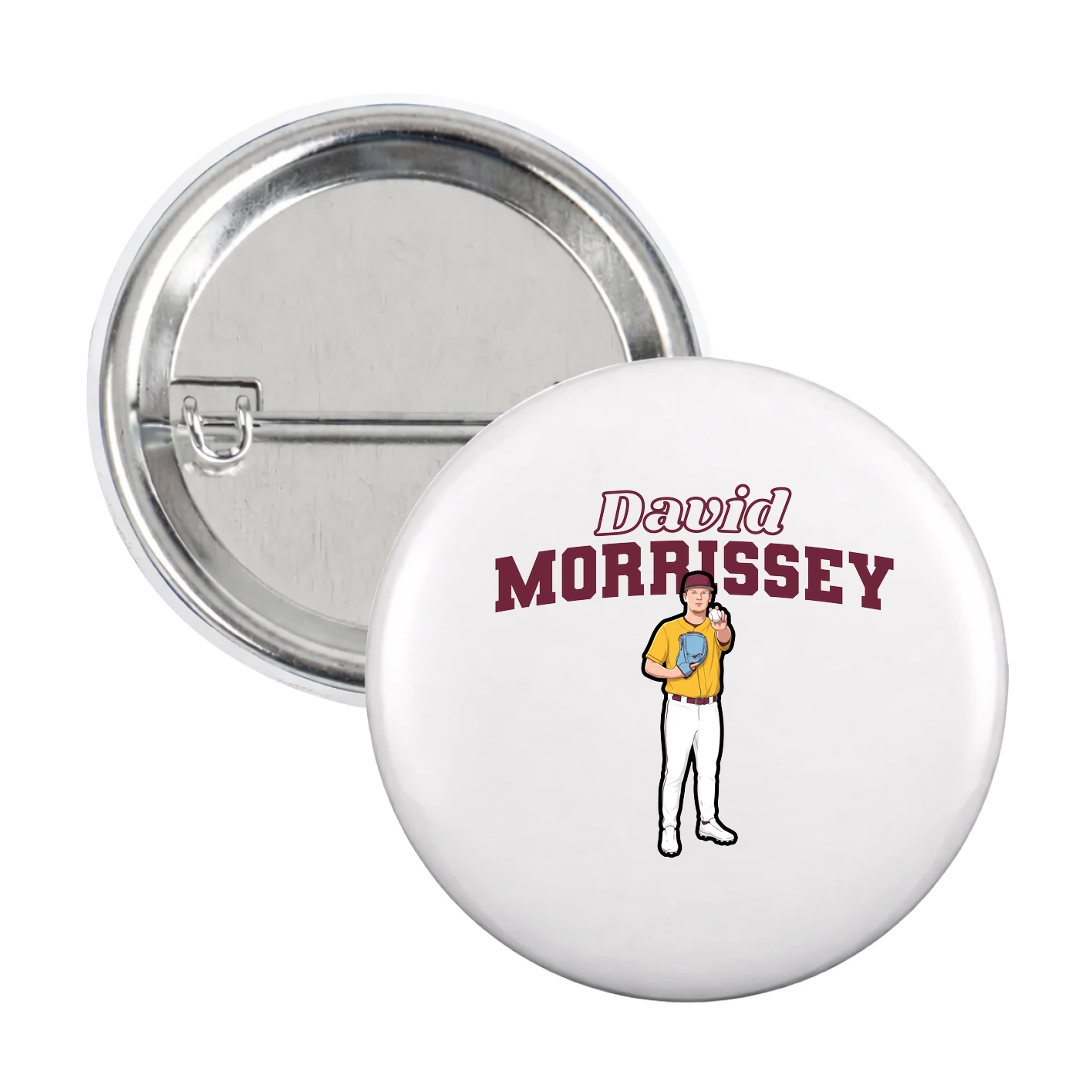 Game Day Button — Name Arch in White