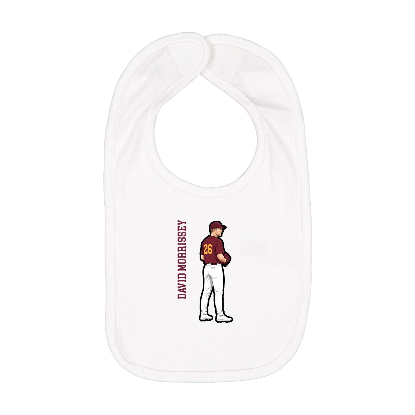 Infant Bib — Name Vertical in White