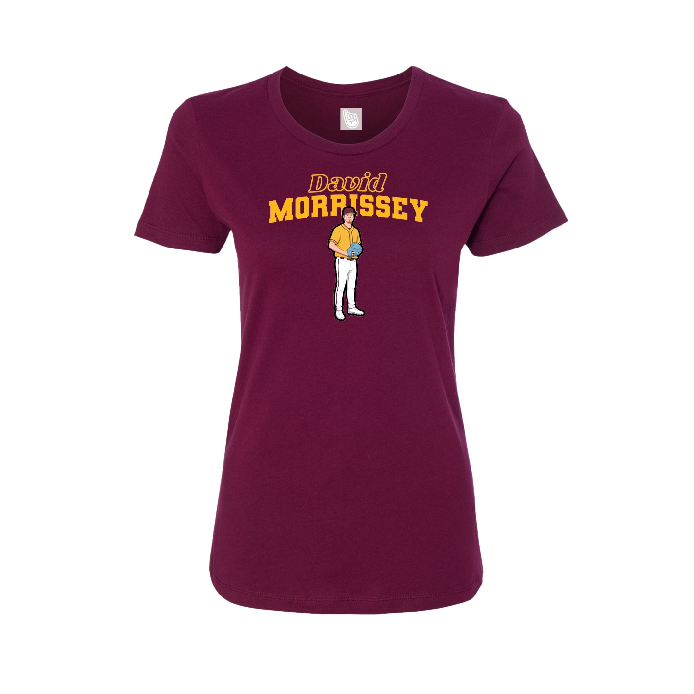 Fitted Women's Tee — Name Arch in Maroon