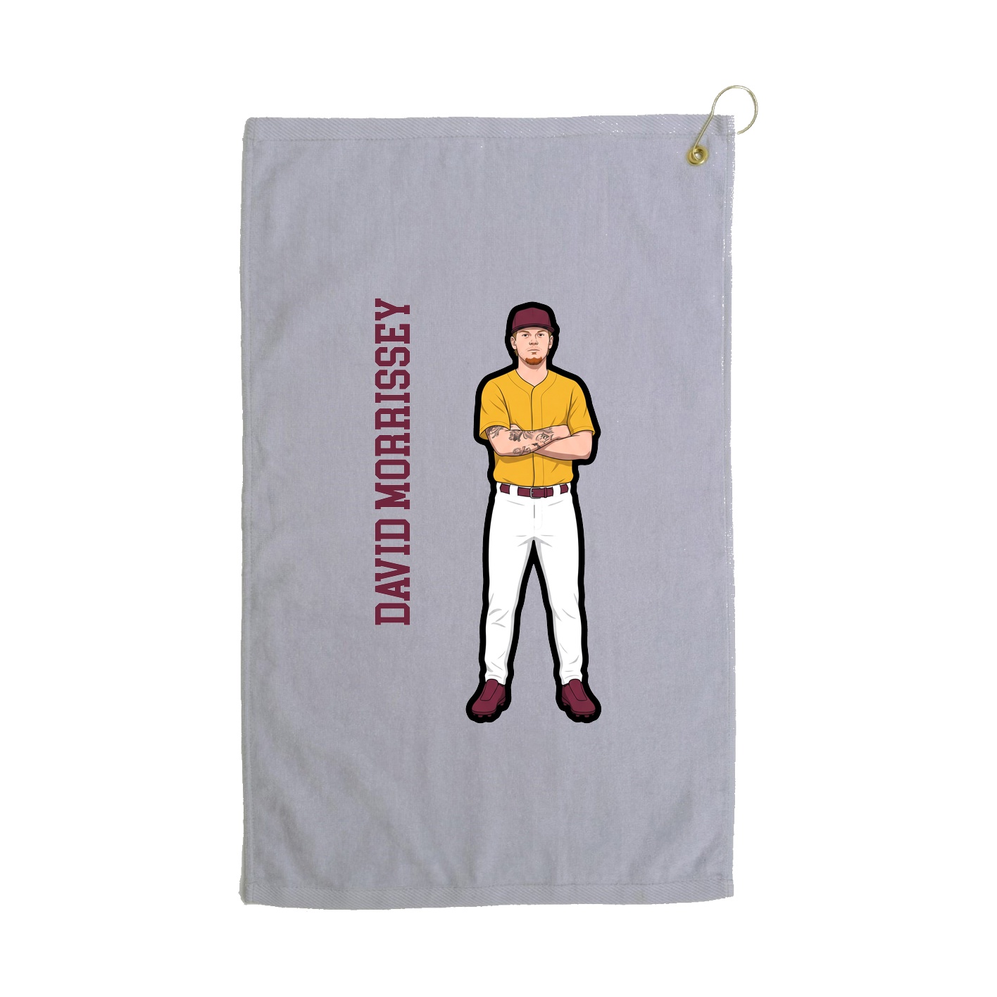 Golf Towel — Name Vertical in Grey