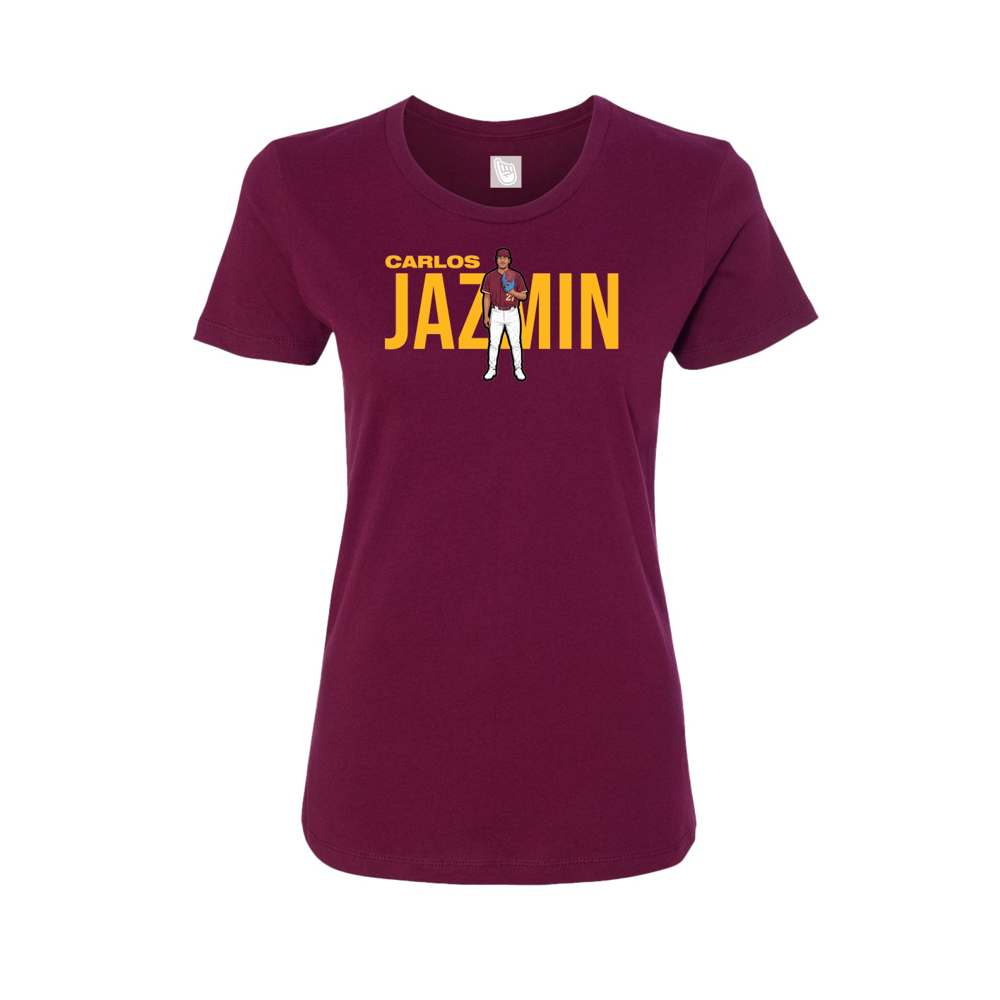 Fitted Women's Tee — Player Name in Maroon