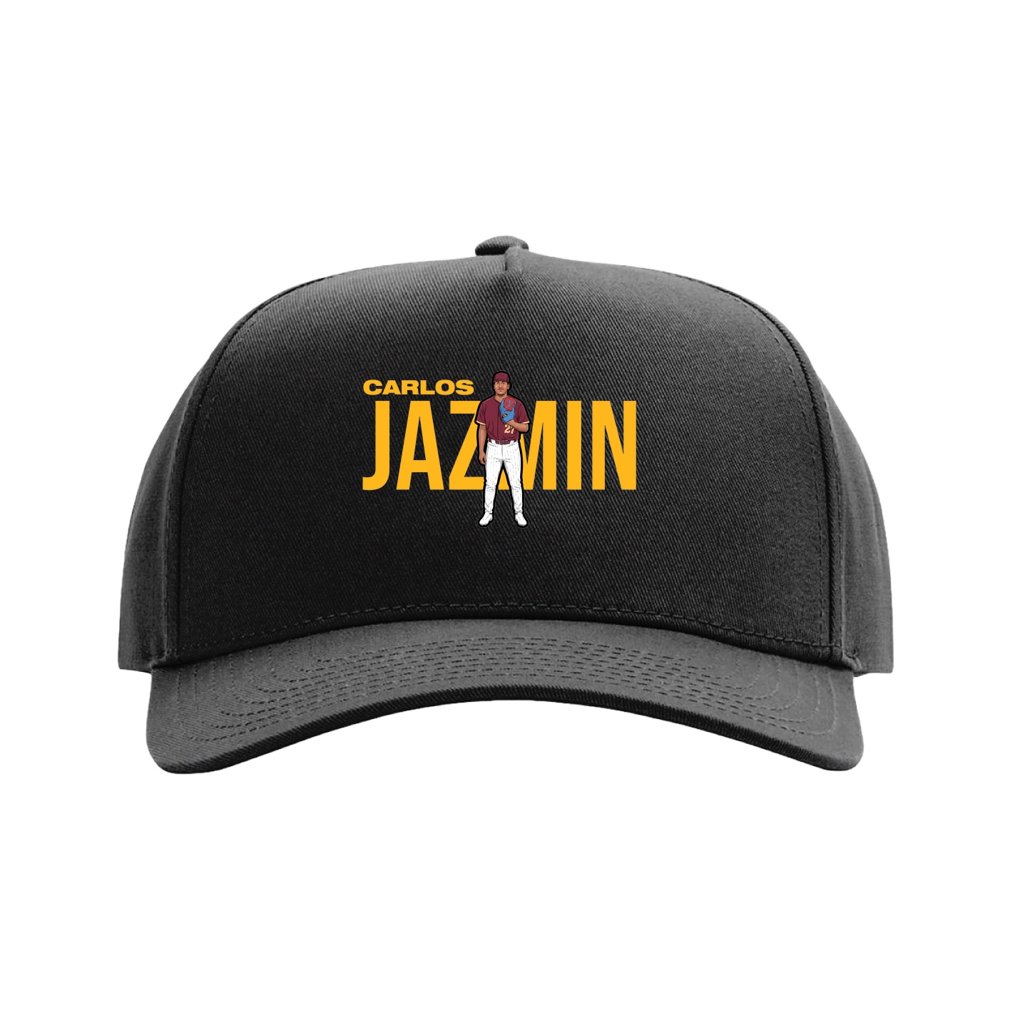 Full Fabric Five-Panel Champ Cap — Player Name in Black