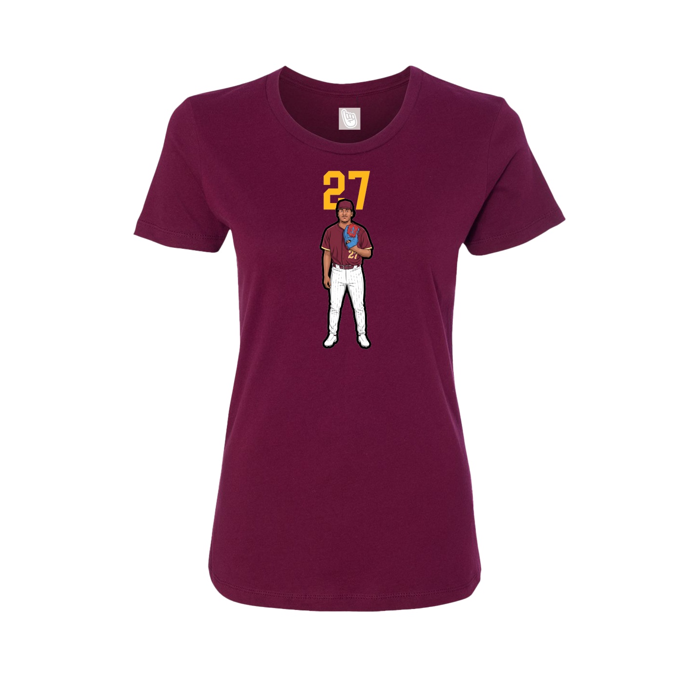 Fitted Women's Tee — Number Top in Maroon