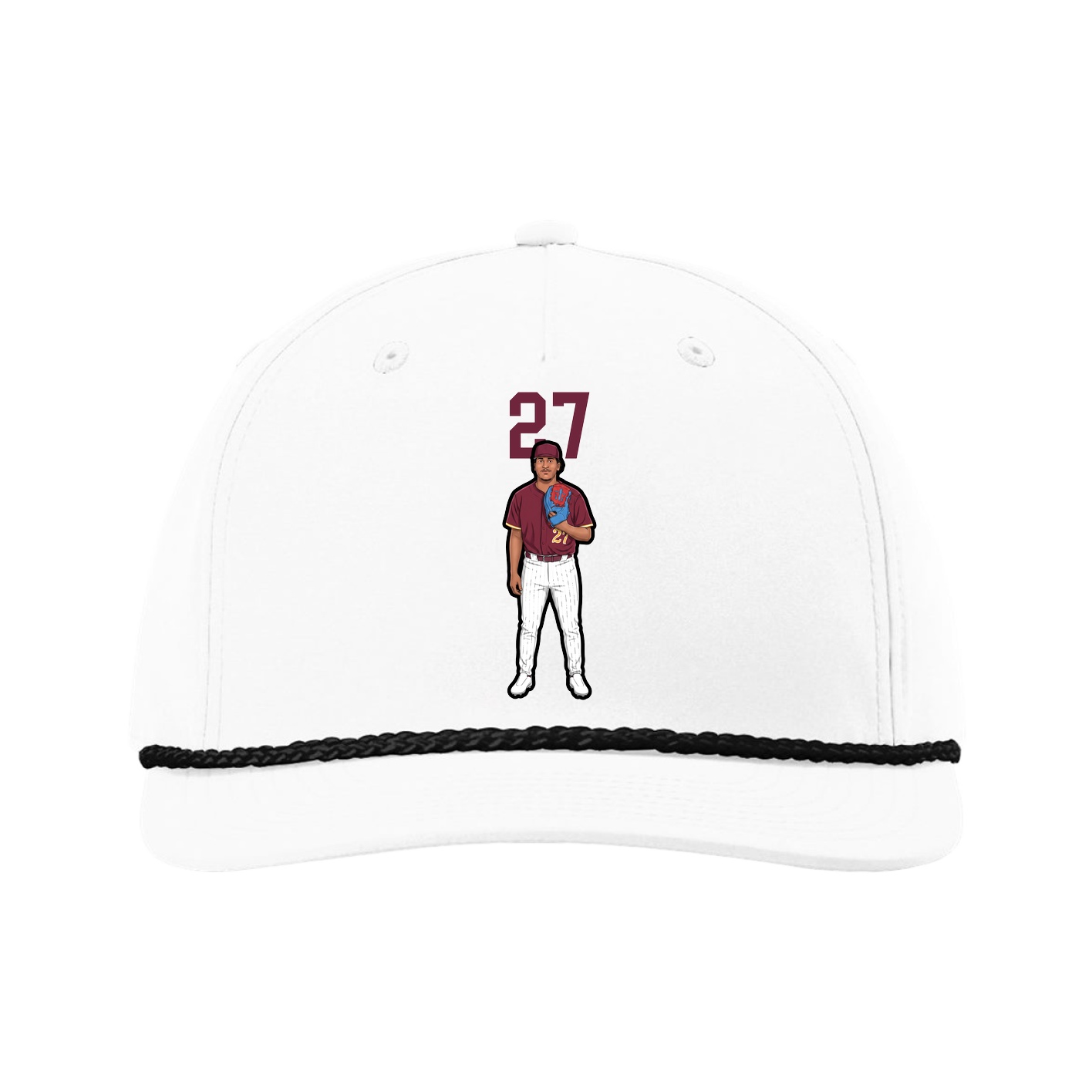 Five-Panel Classic Rope Cap — Number Top in White
