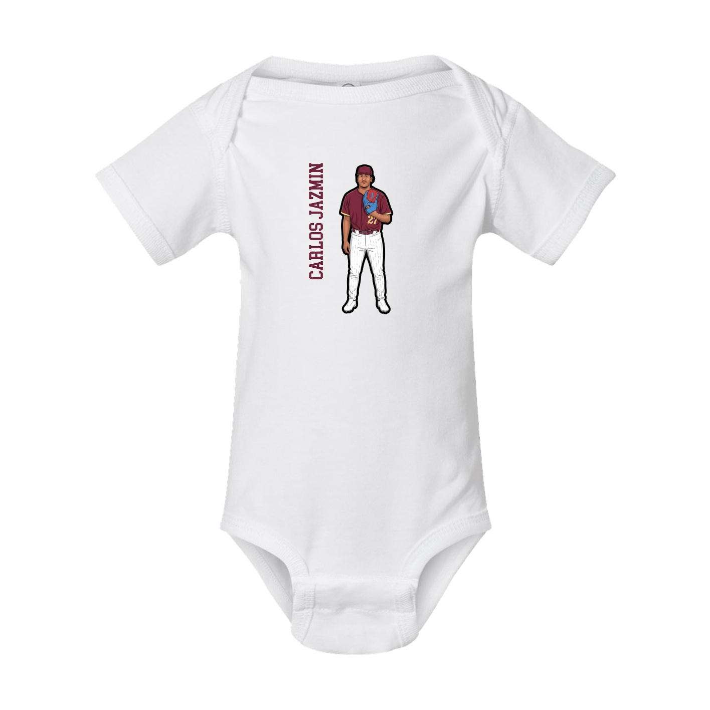 Baby Onesie — Name Vertical in White