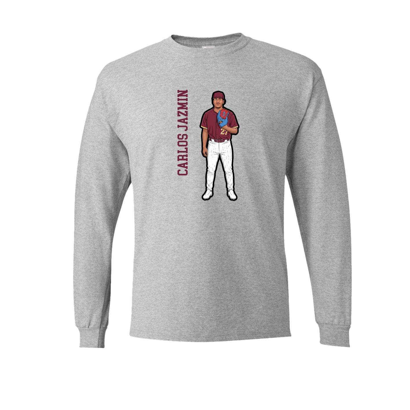 Long Sleeve Tee — Name Vertical in Grey