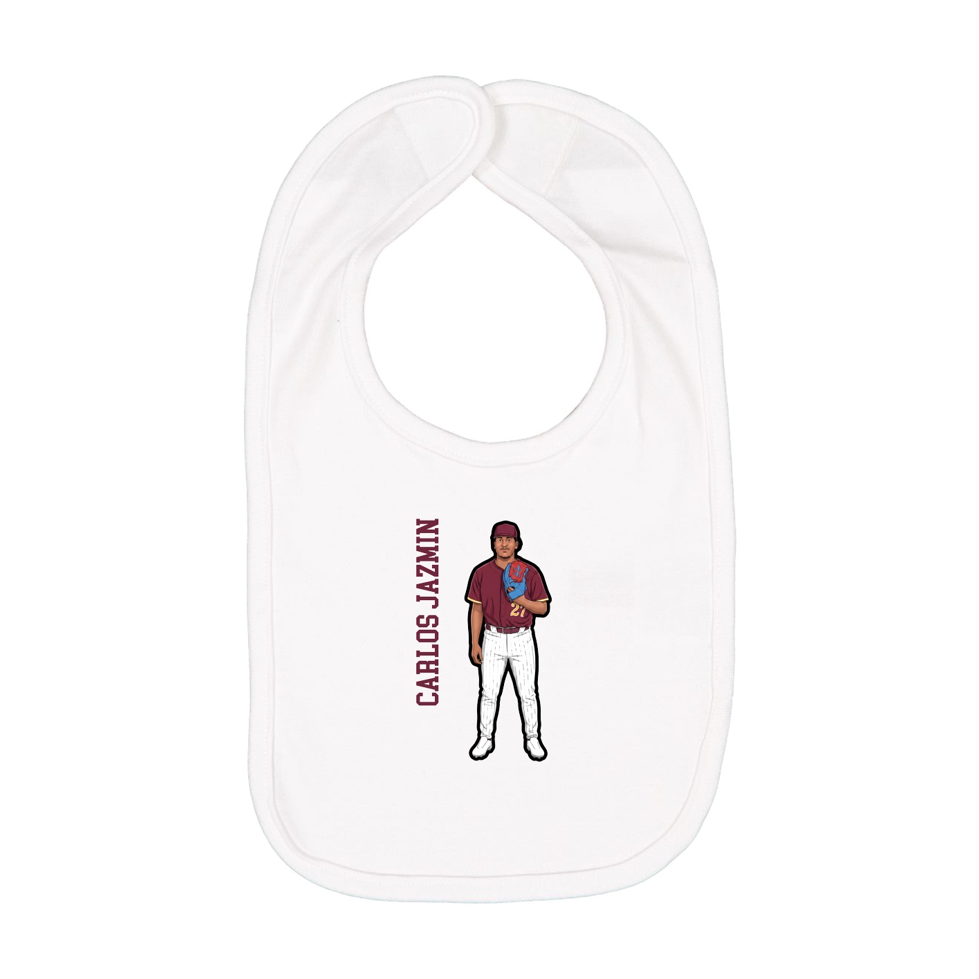 Infant Bib — Name Vertical in White