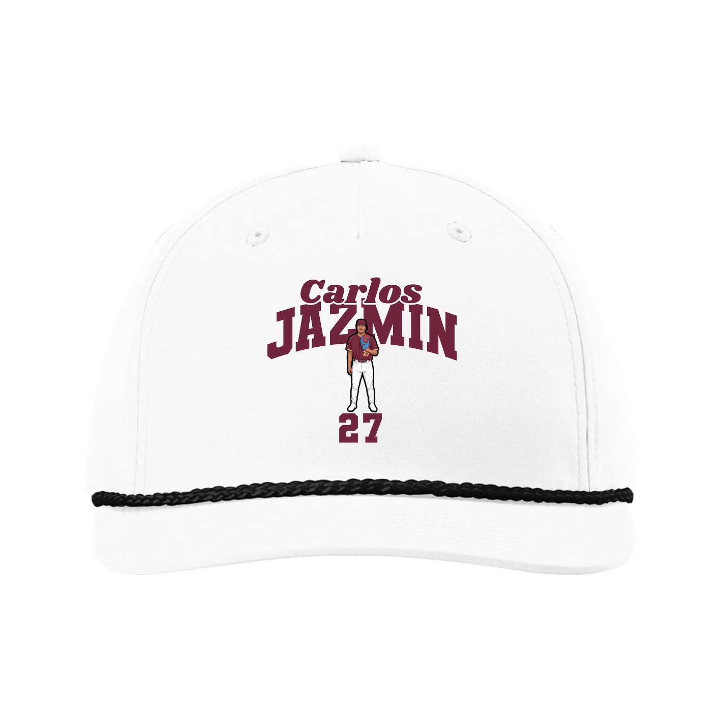 Five-Panel Classic Rope Cap — Signature Arch in White