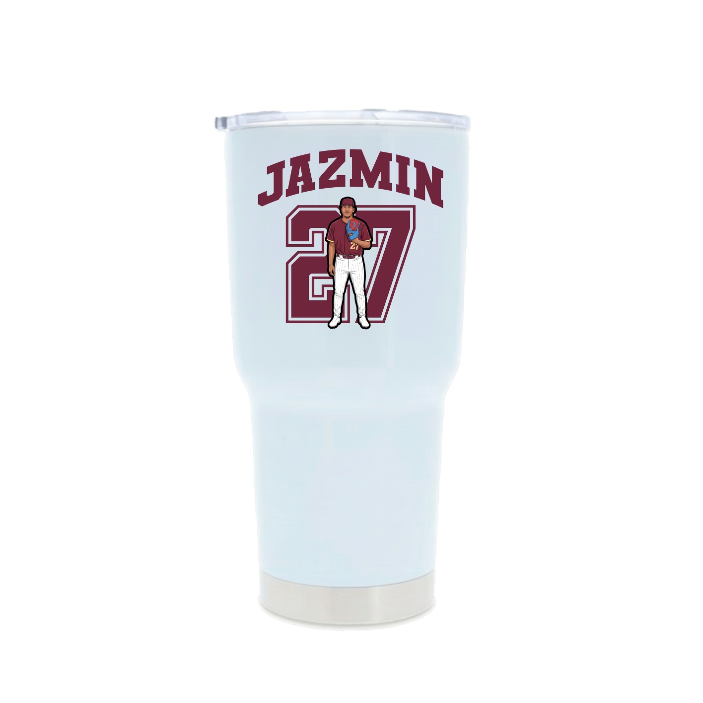 30oz Stainless Steel Tumbler — Number in White