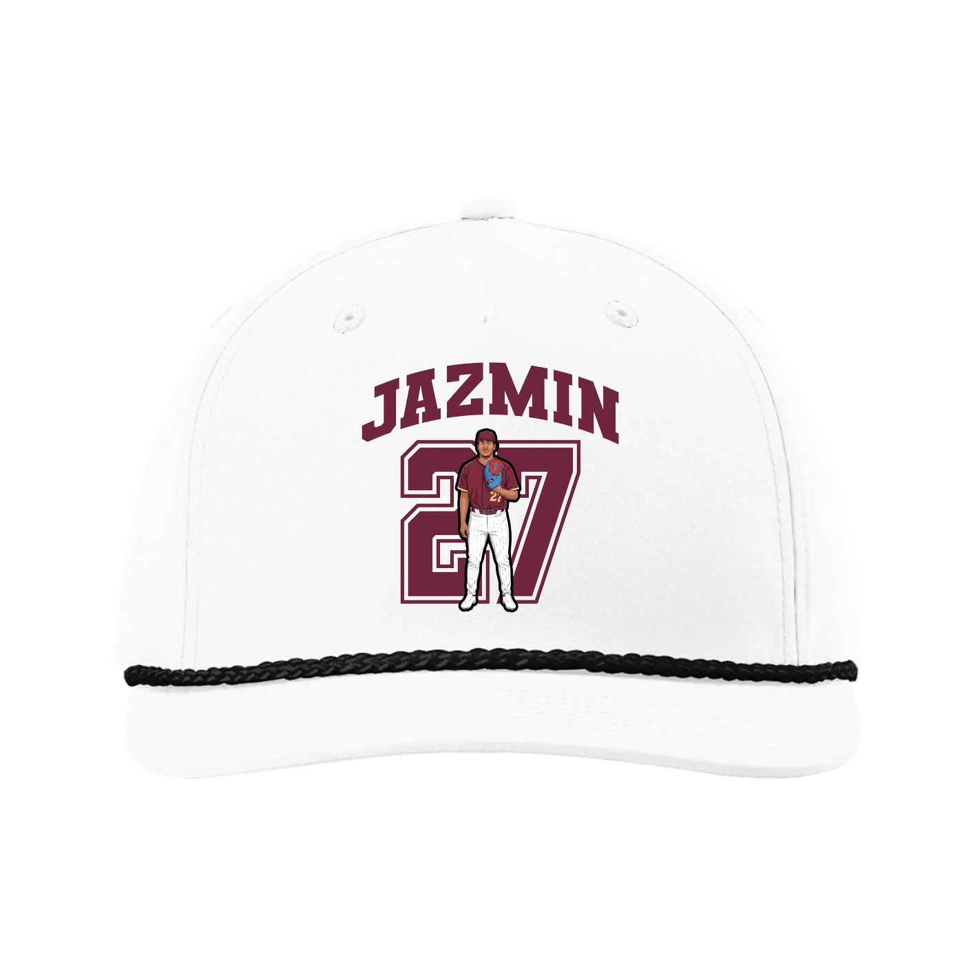 Five-Panel Classic Rope Cap — Number in White