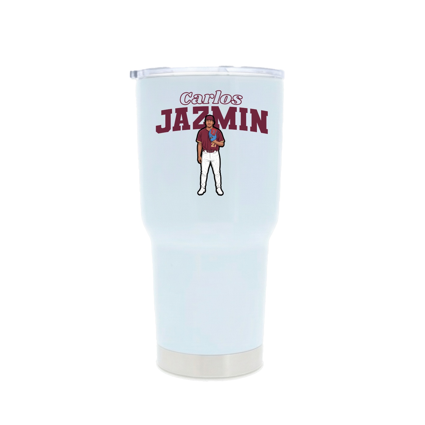 30oz Stainless Steel Tumbler — Name Arch in White