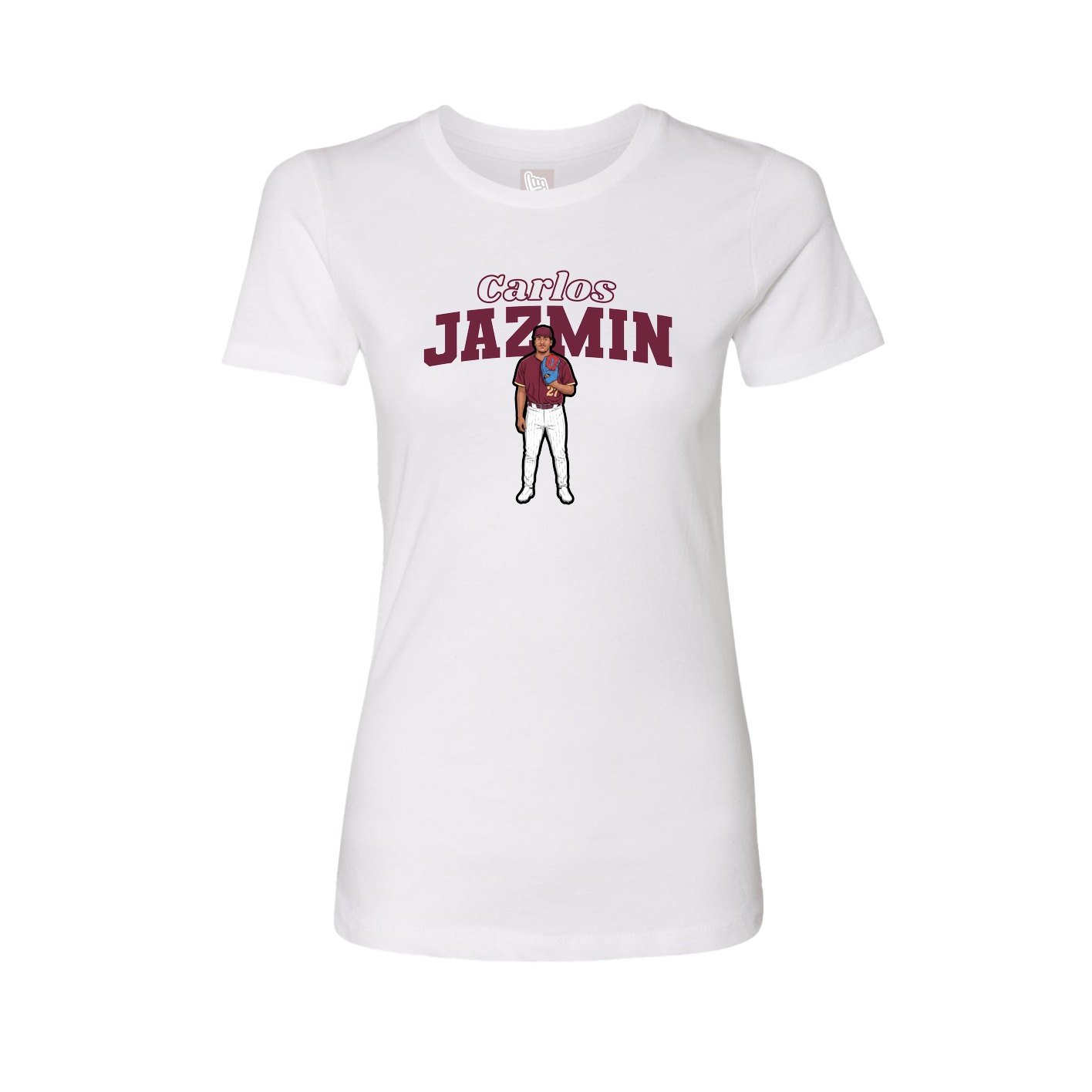 Fitted Women's Tee — Name Arch in White