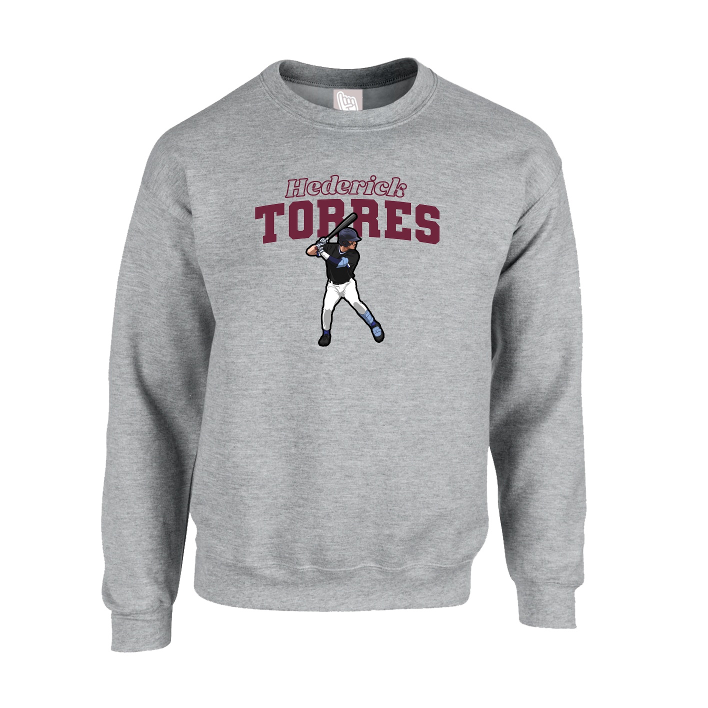 Fleece Crew — Name Arch in Grey