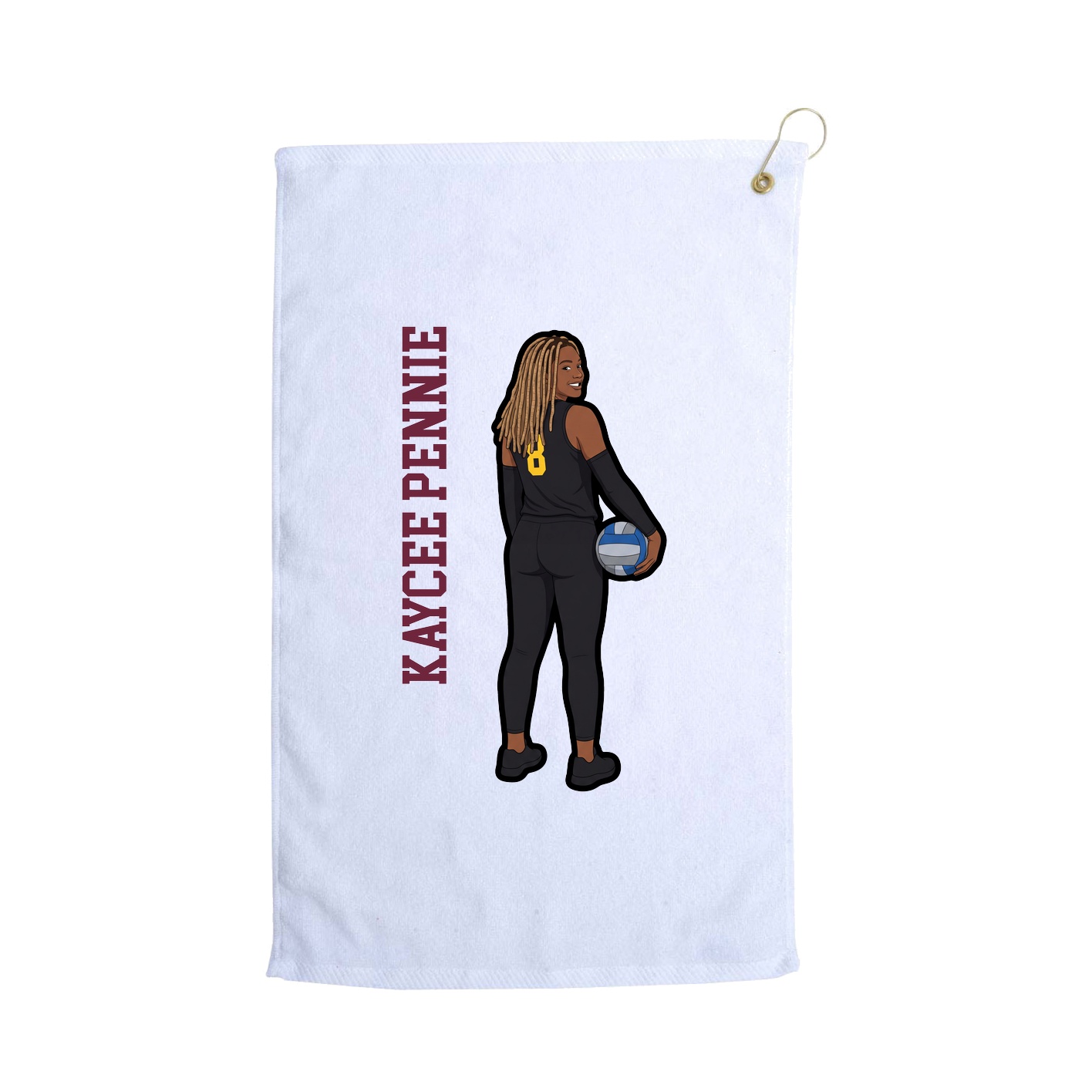 Golf Towel — Name Vertical in White