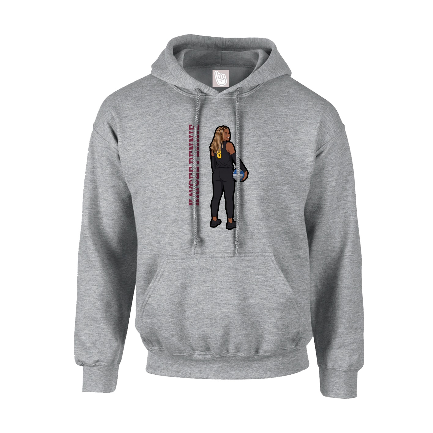 Youth Hoodie — Name Vertical in Grey