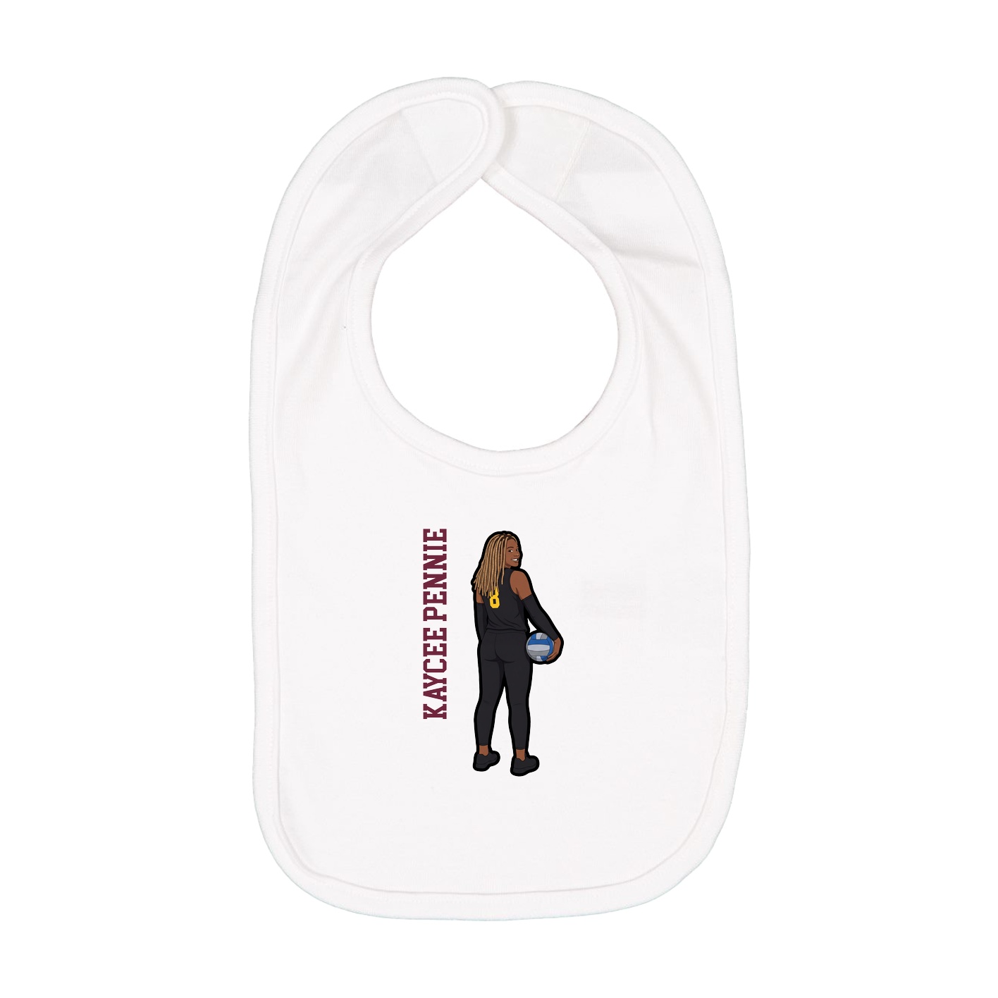 Infant Bib — Name Vertical in White