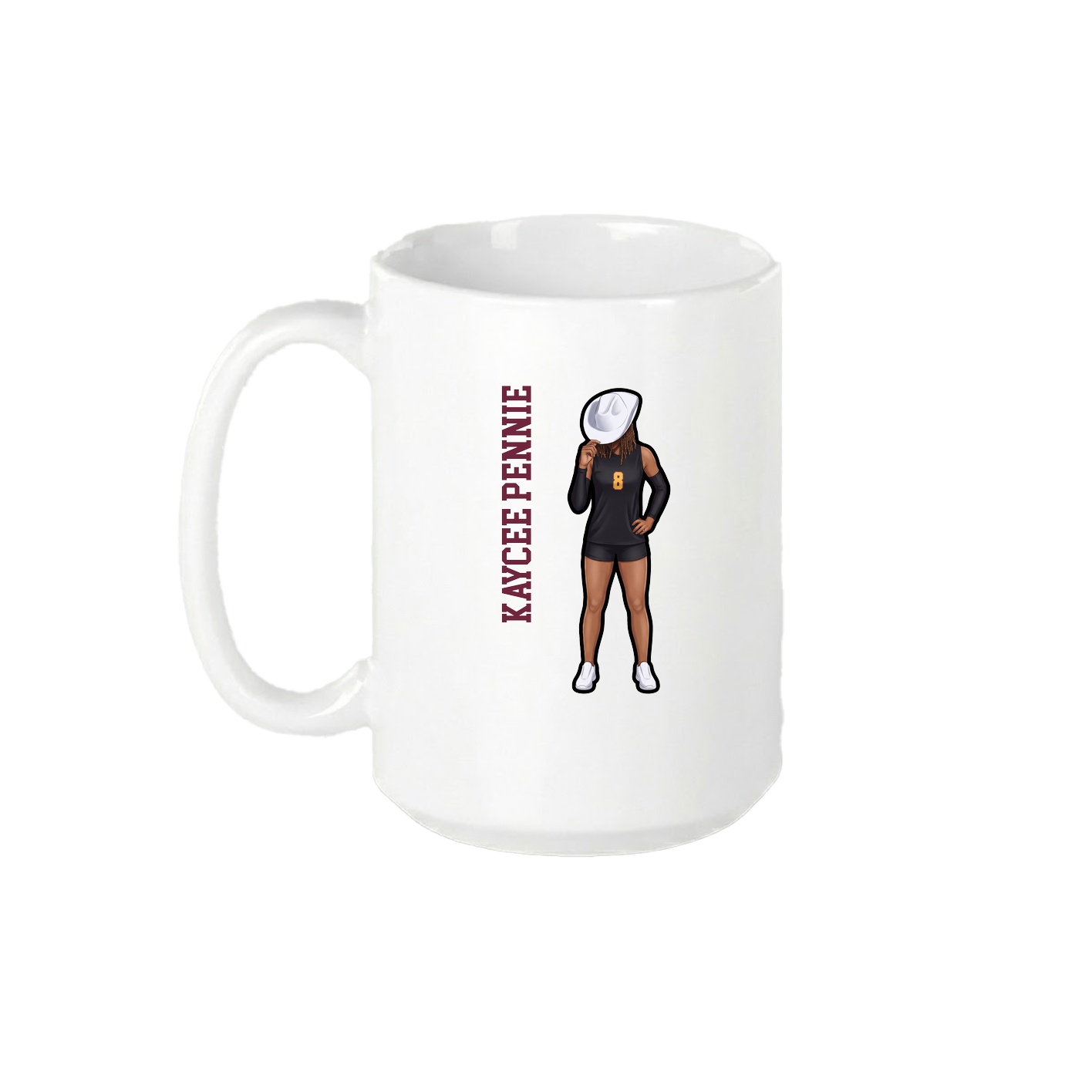 15oz Coffee Mug — Name Vertical in White