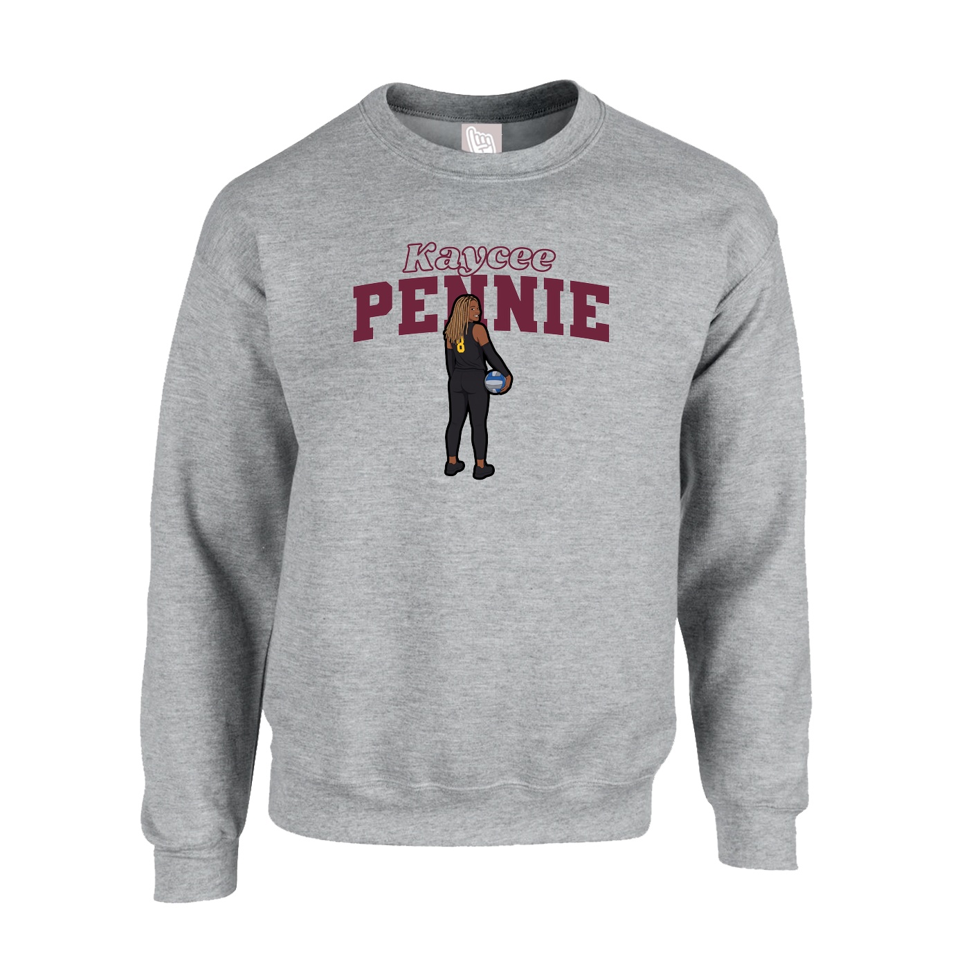 Fleece Crew — Name Arch in Grey