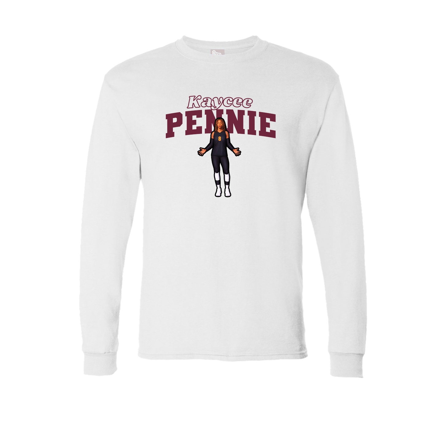 Long Sleeve Tee — Name Arch in White