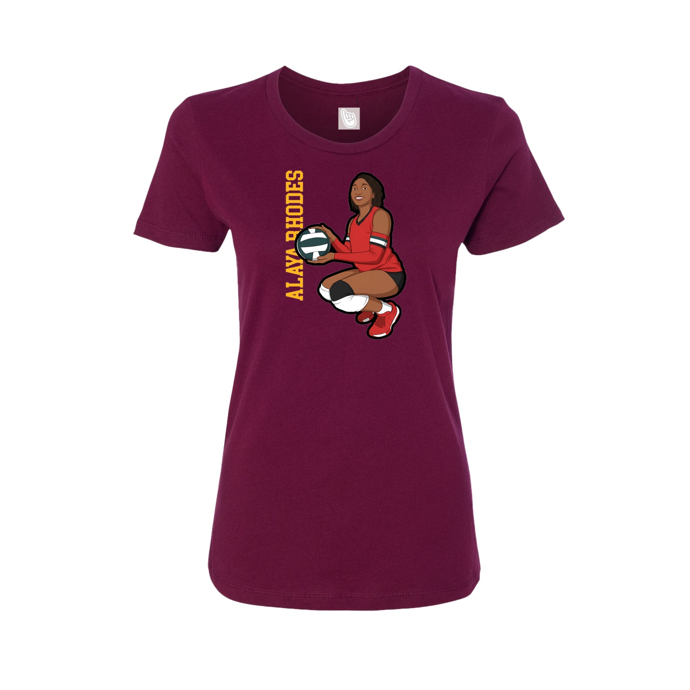 Fitted Women's Tee — Name Vertical in Maroon