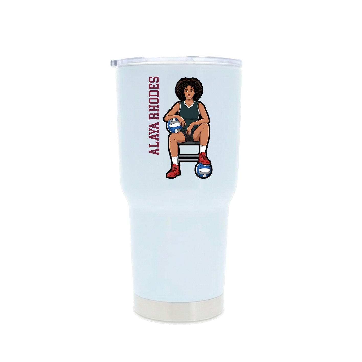 30oz Stainless Steel Tumbler — Name Vertical in White