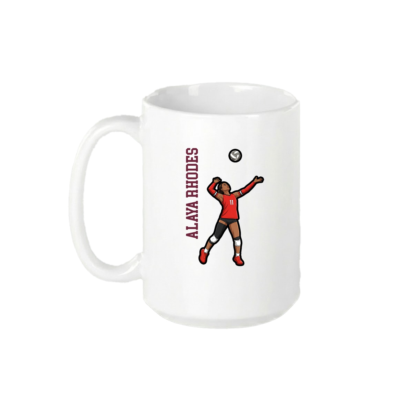 15oz Coffee Mug — Name Vertical in White