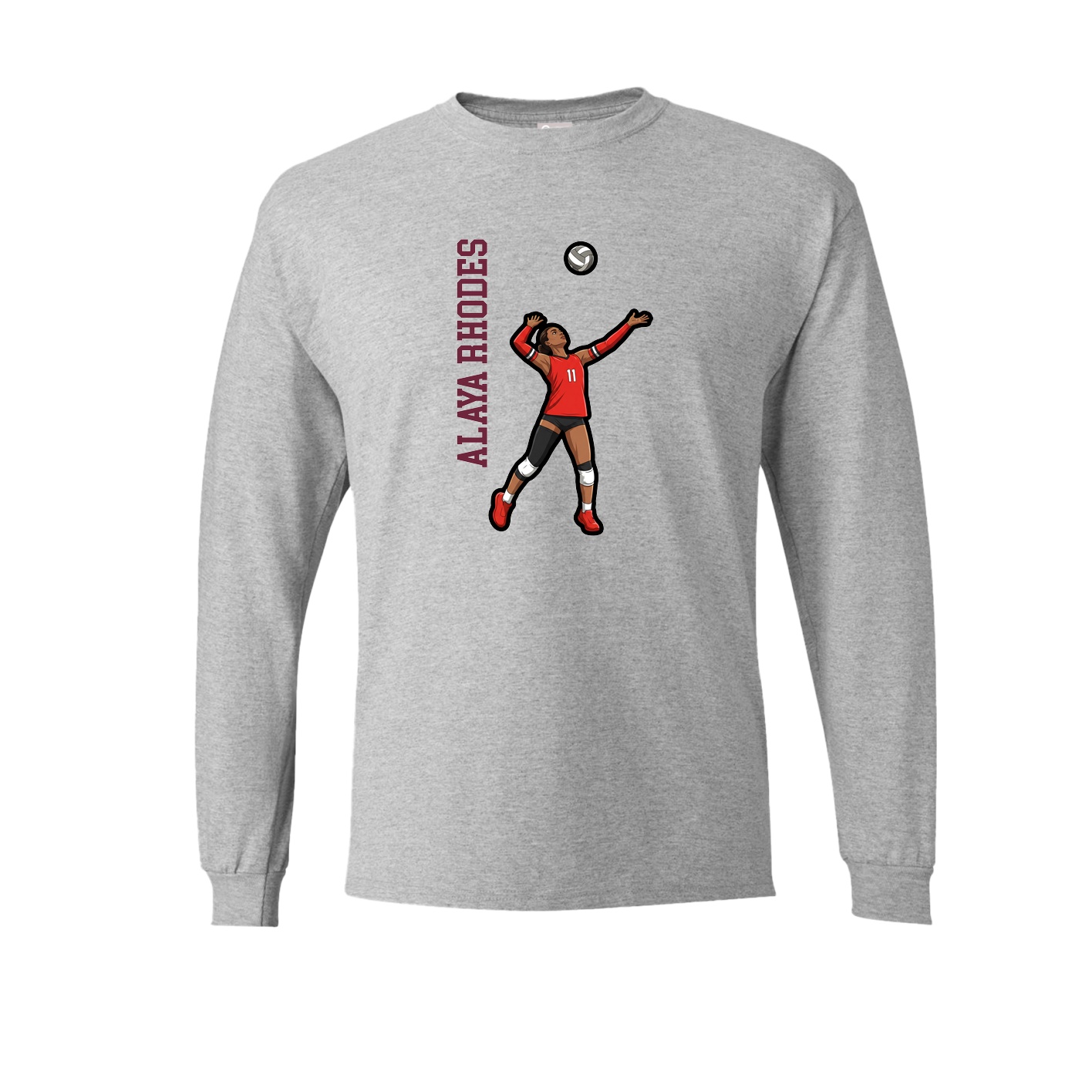 Long Sleeve Tee — Name Vertical in Grey