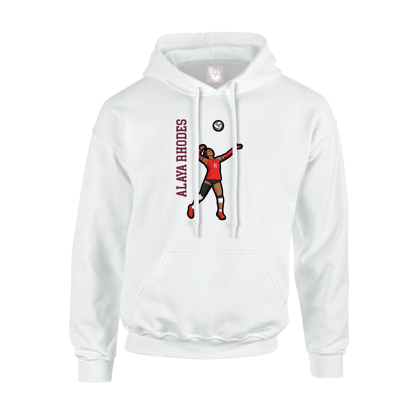 Youth Hoodie — Name Vertical in White