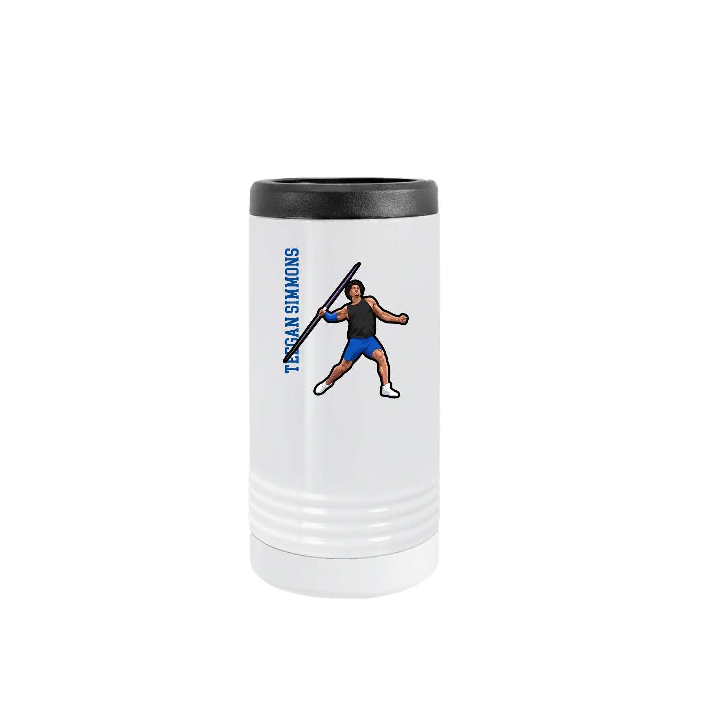 Slim Beverage Holder — Name Vertical in White