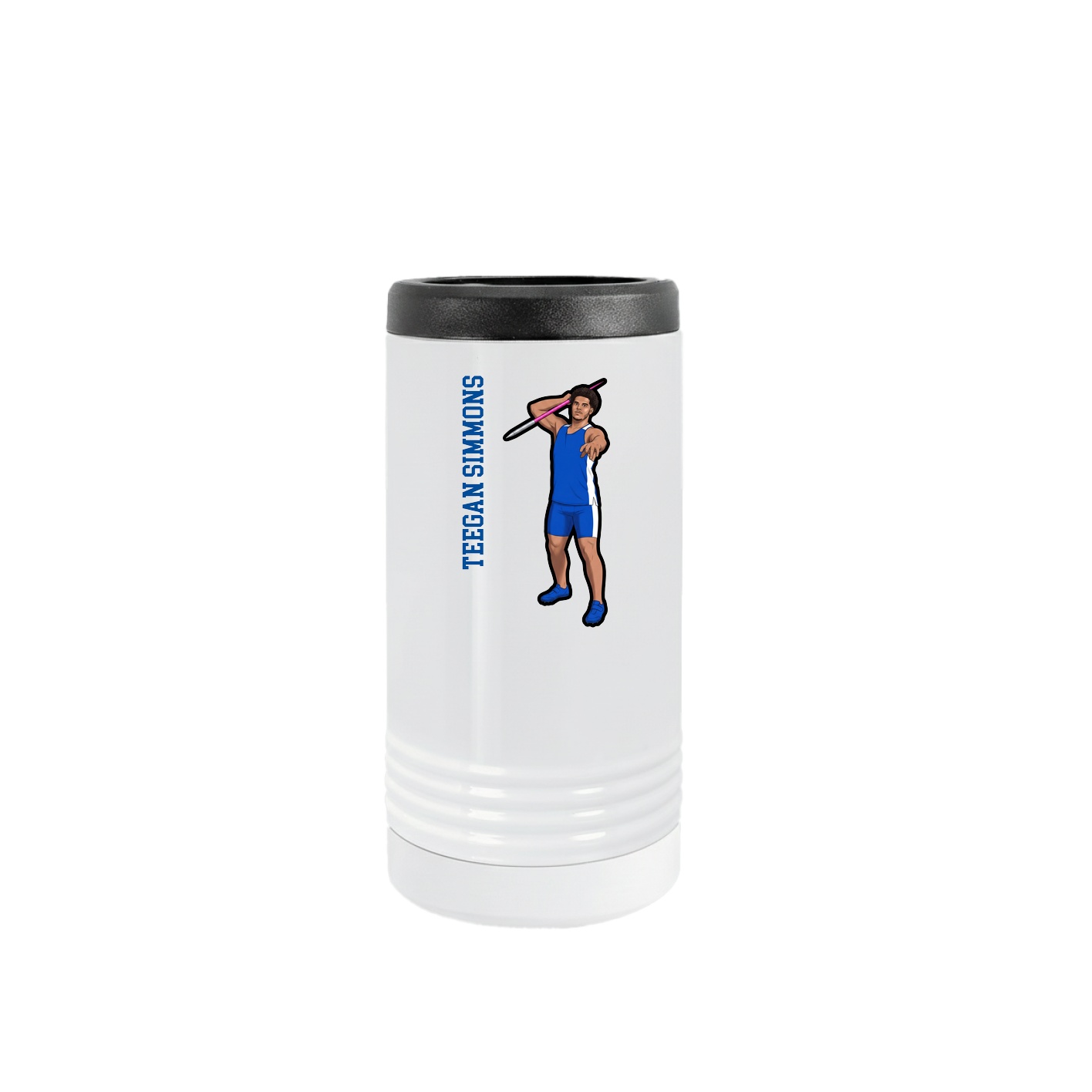 Slim Beverage Holder — Name Vertical in White