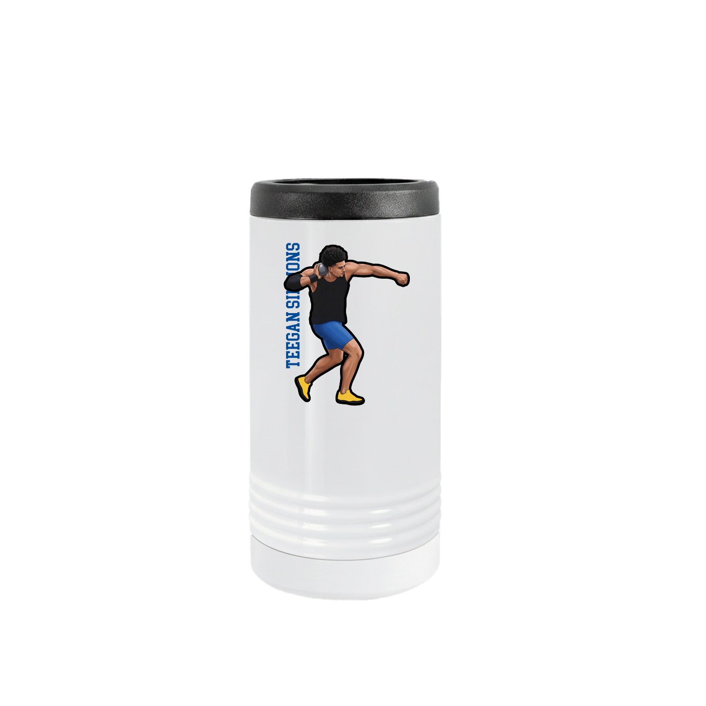 Slim Beverage Holder — Name Vertical in White