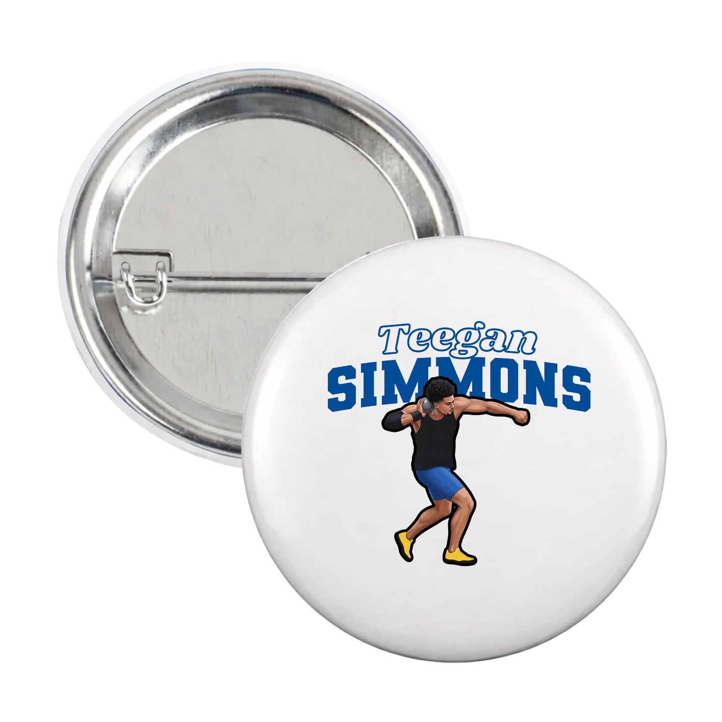Game Day Button — Name Arch in White