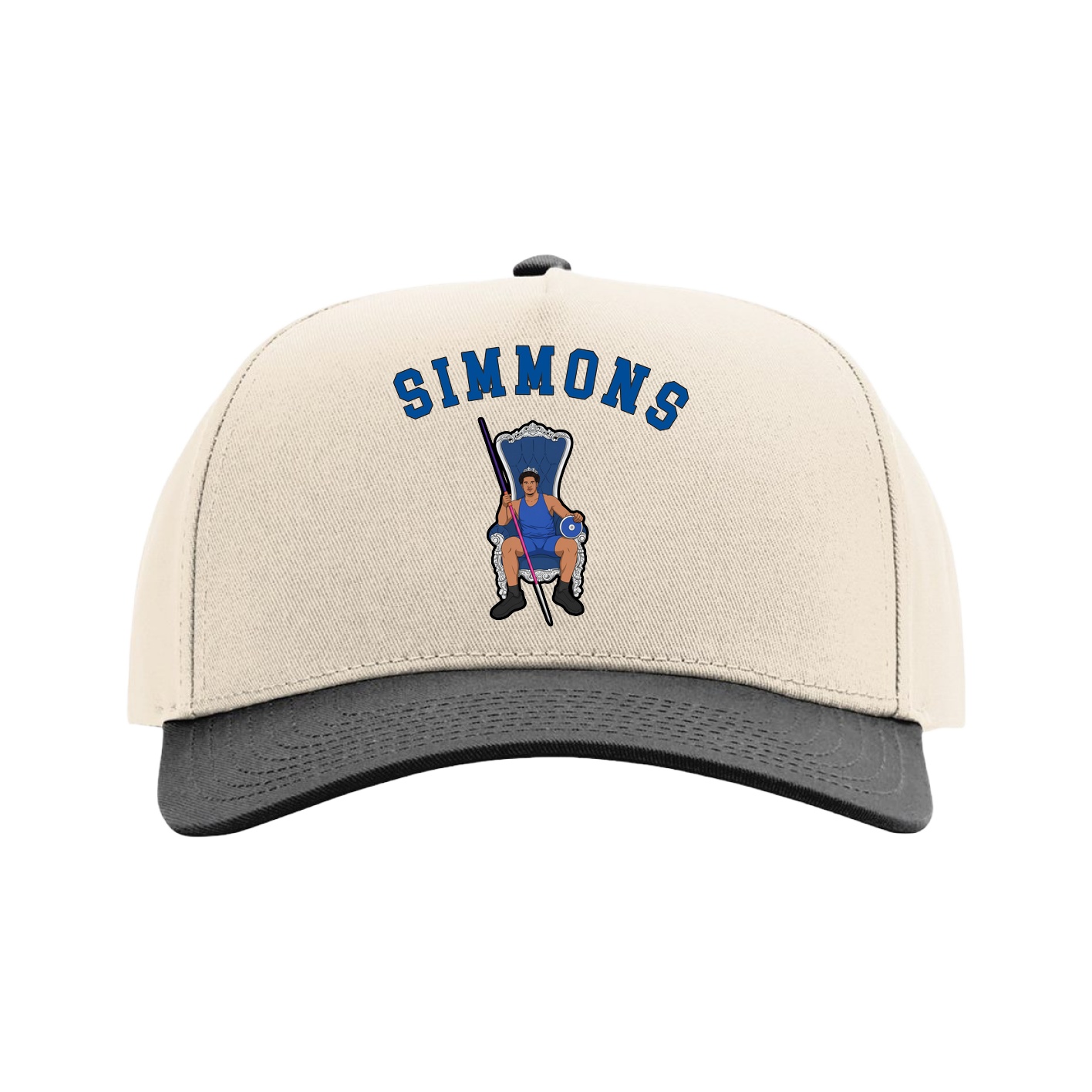 Full Fabric Five-Panel Champ Cap — Shirsey Arch in Cream/Black