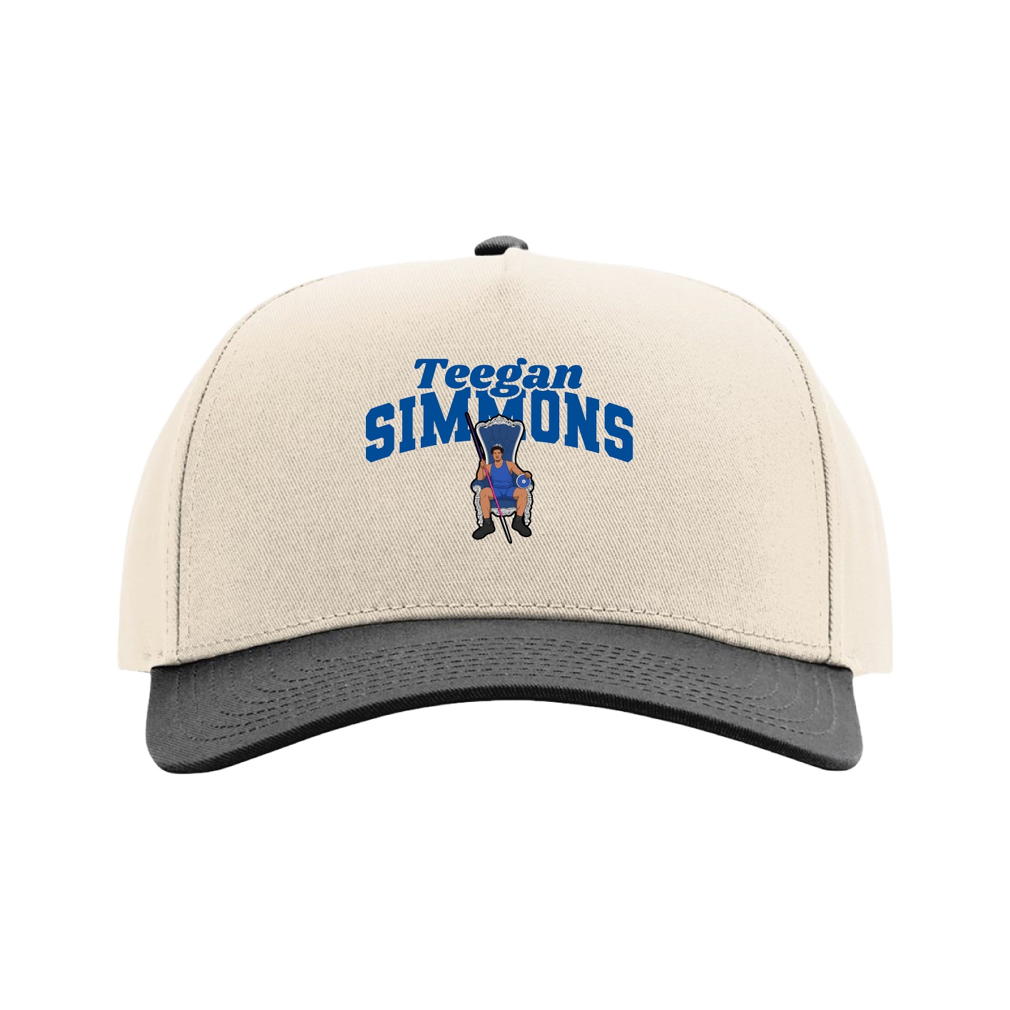 Full Fabric Five-Panel Champ Cap — Signature Arch in Cream/Black