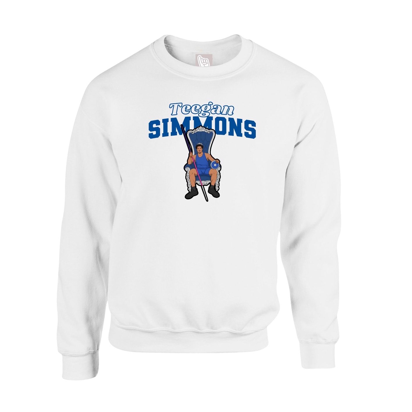 Fleece Crew — Name Arch in White