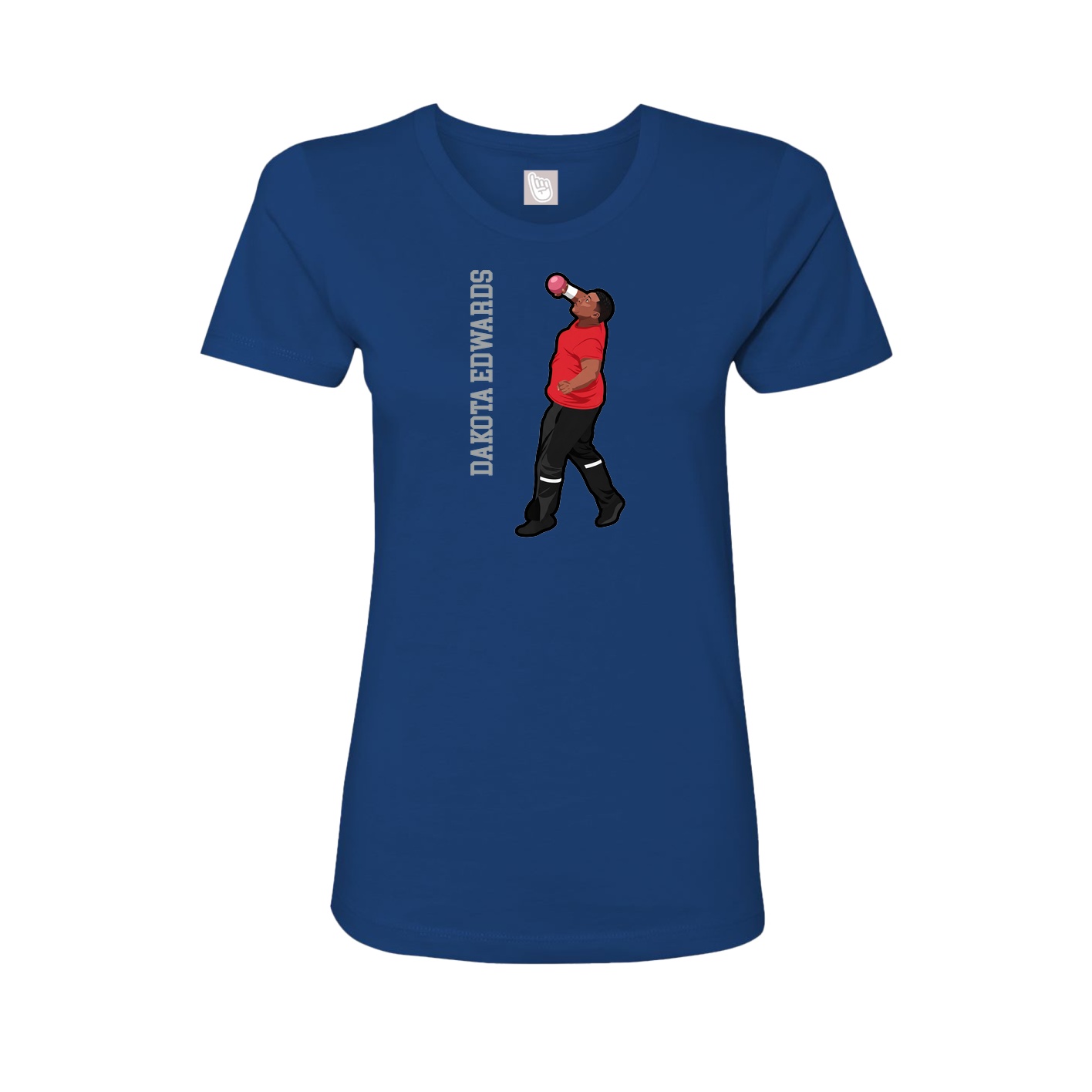 Fitted Women's Tee — Name Vertical in Royal