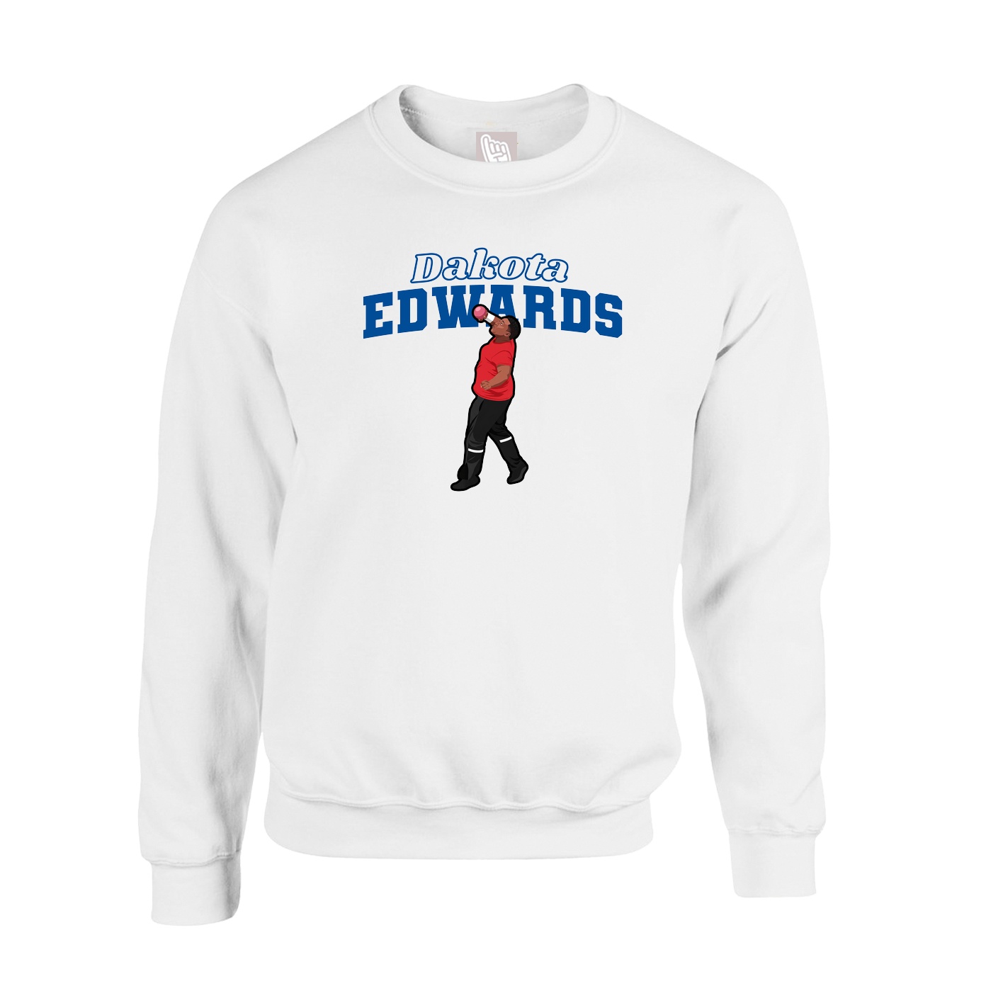 Fleece Crew — Name Arch in White