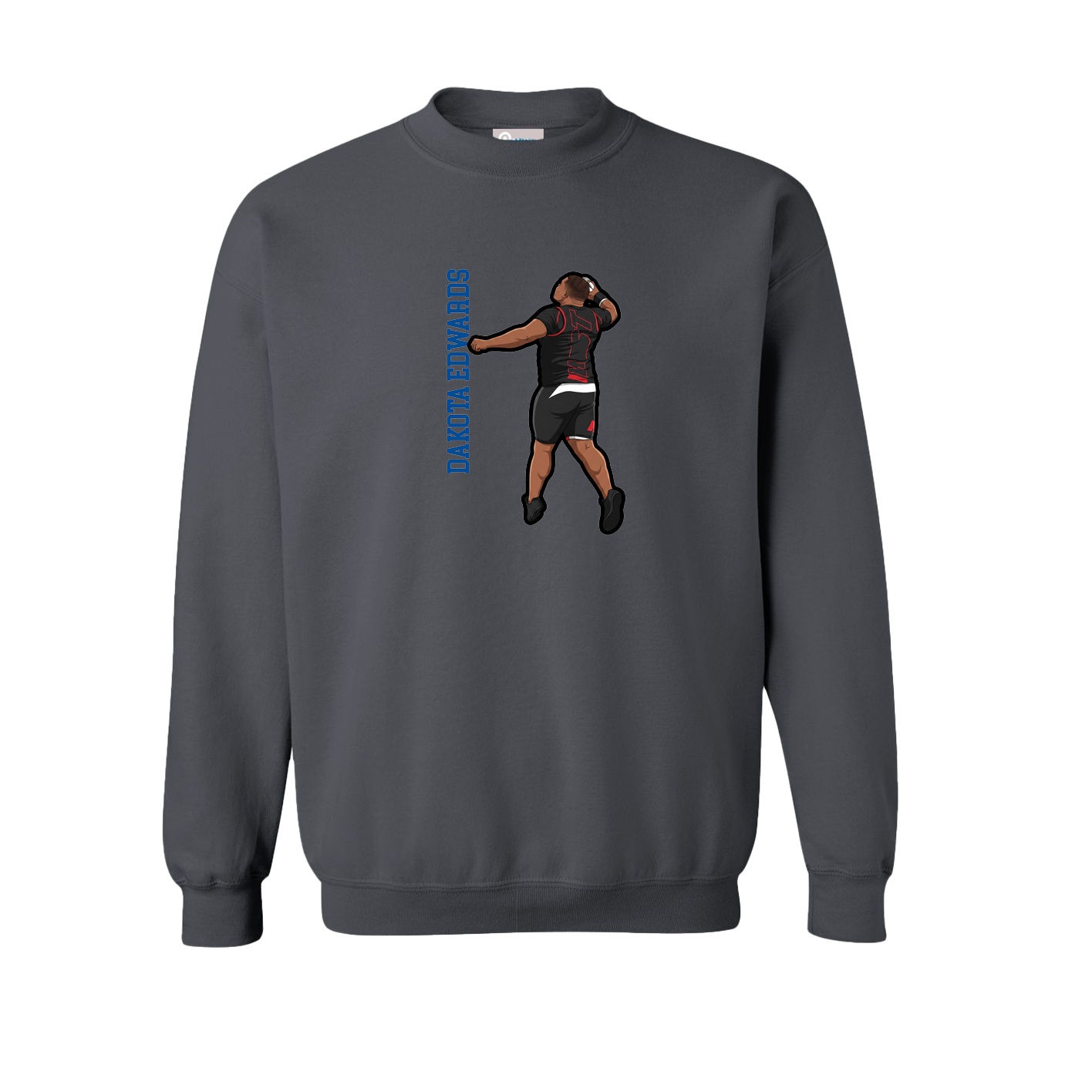 Fleece Crew — Name Vertical in Grey