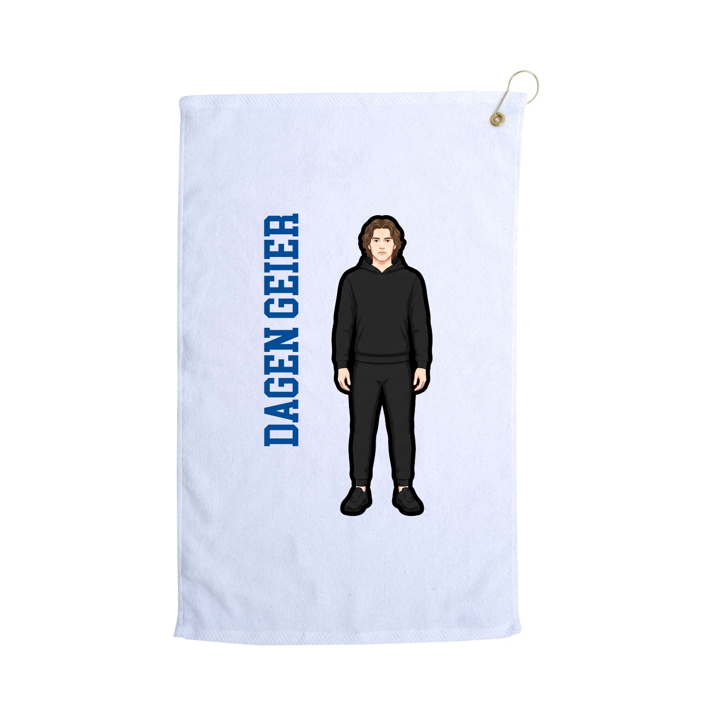 Golf Towel — Name Vertical in White