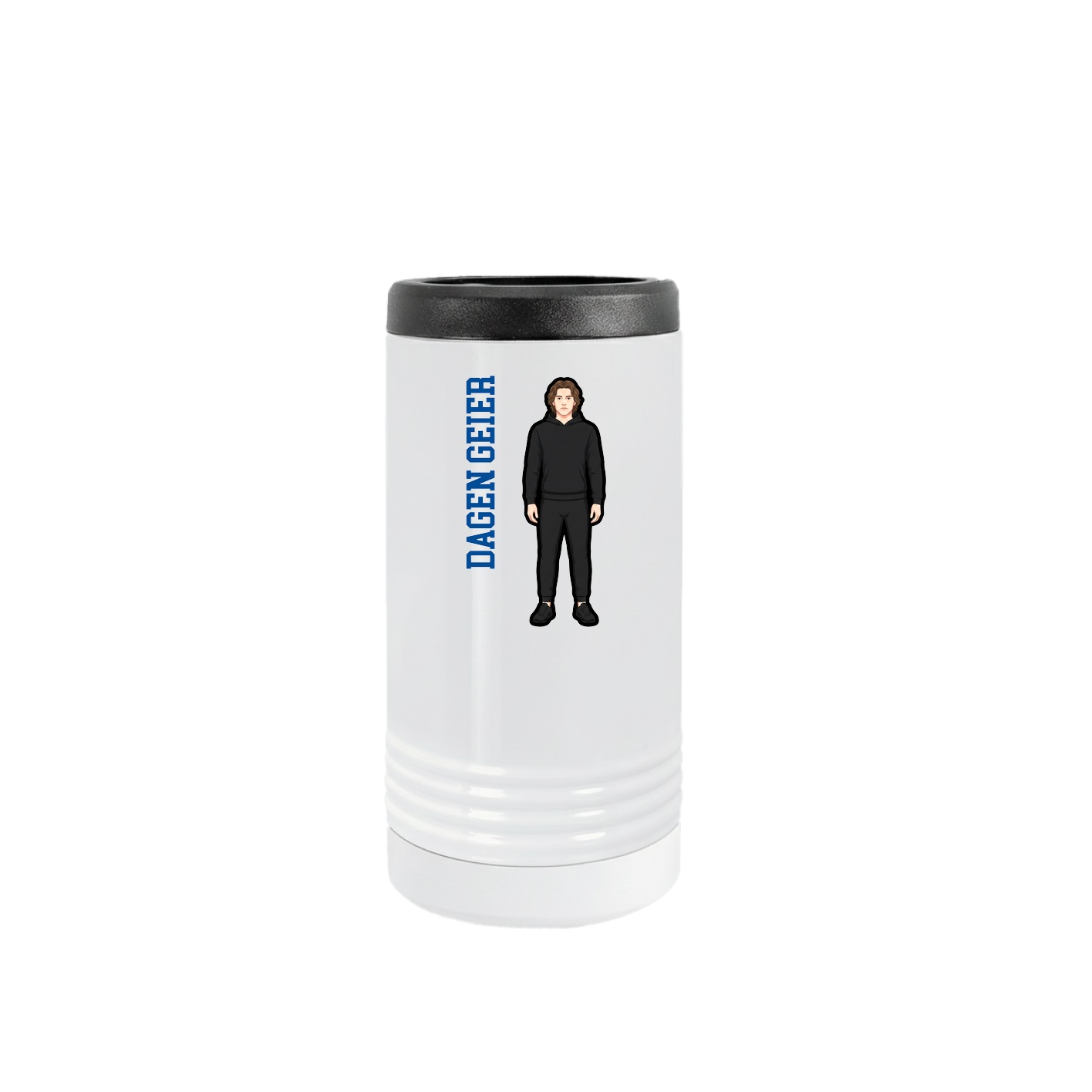 Slim Beverage Holder — Name Vertical in White