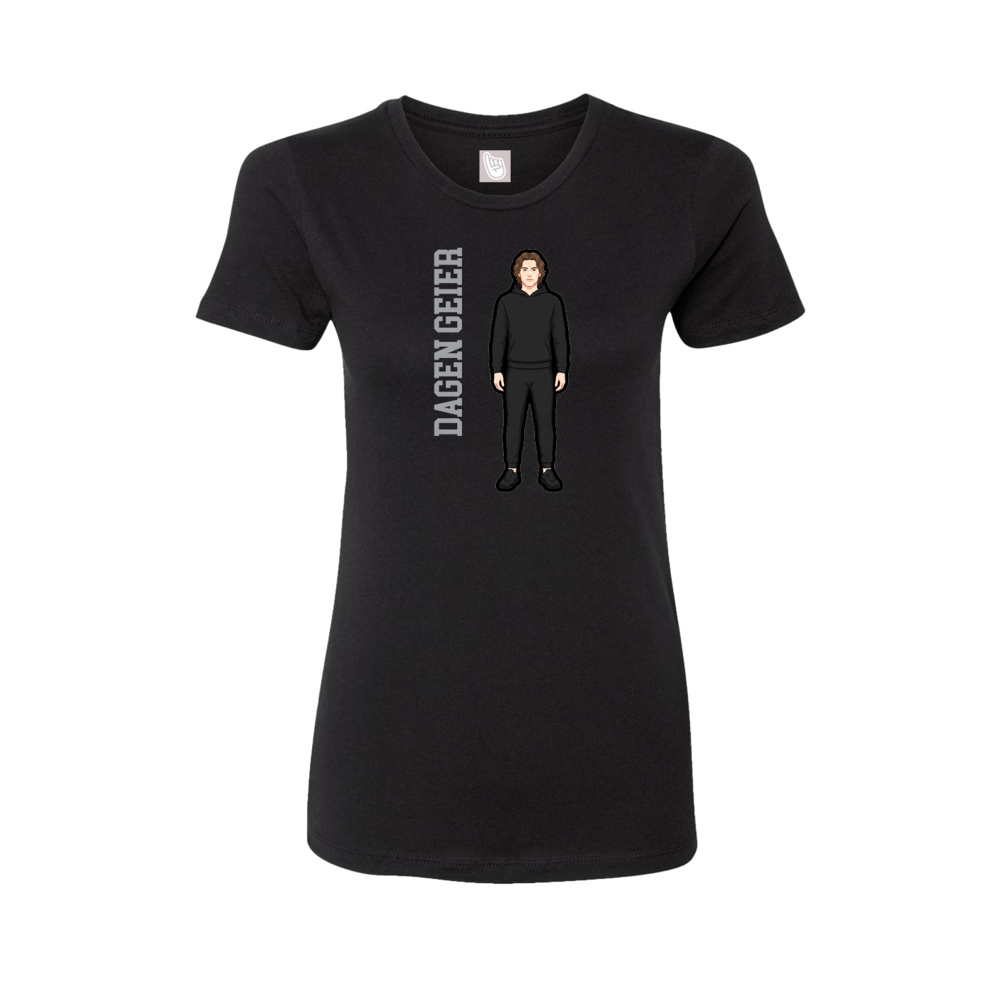 Fitted Women's Tee — Name Vertical in Black