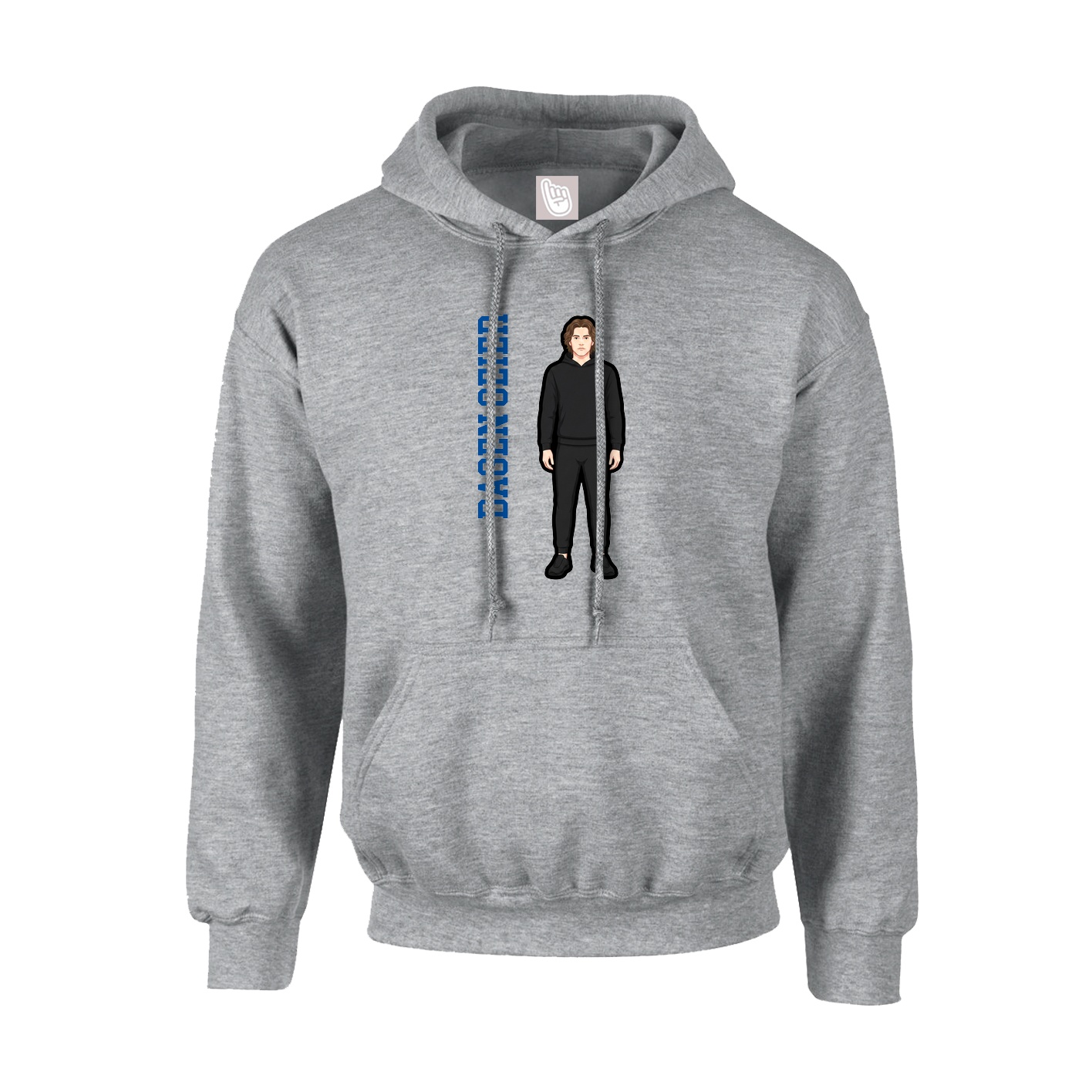 Youth Hoodie — Name Vertical in Grey