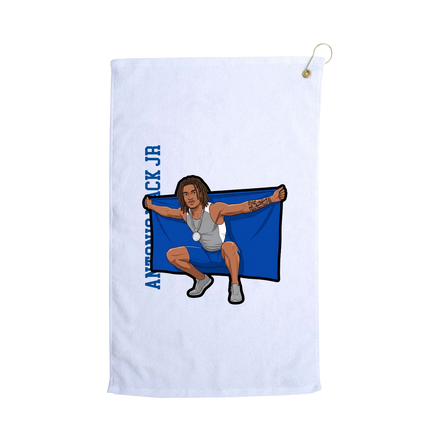 Golf Towel — Name Vertical in White