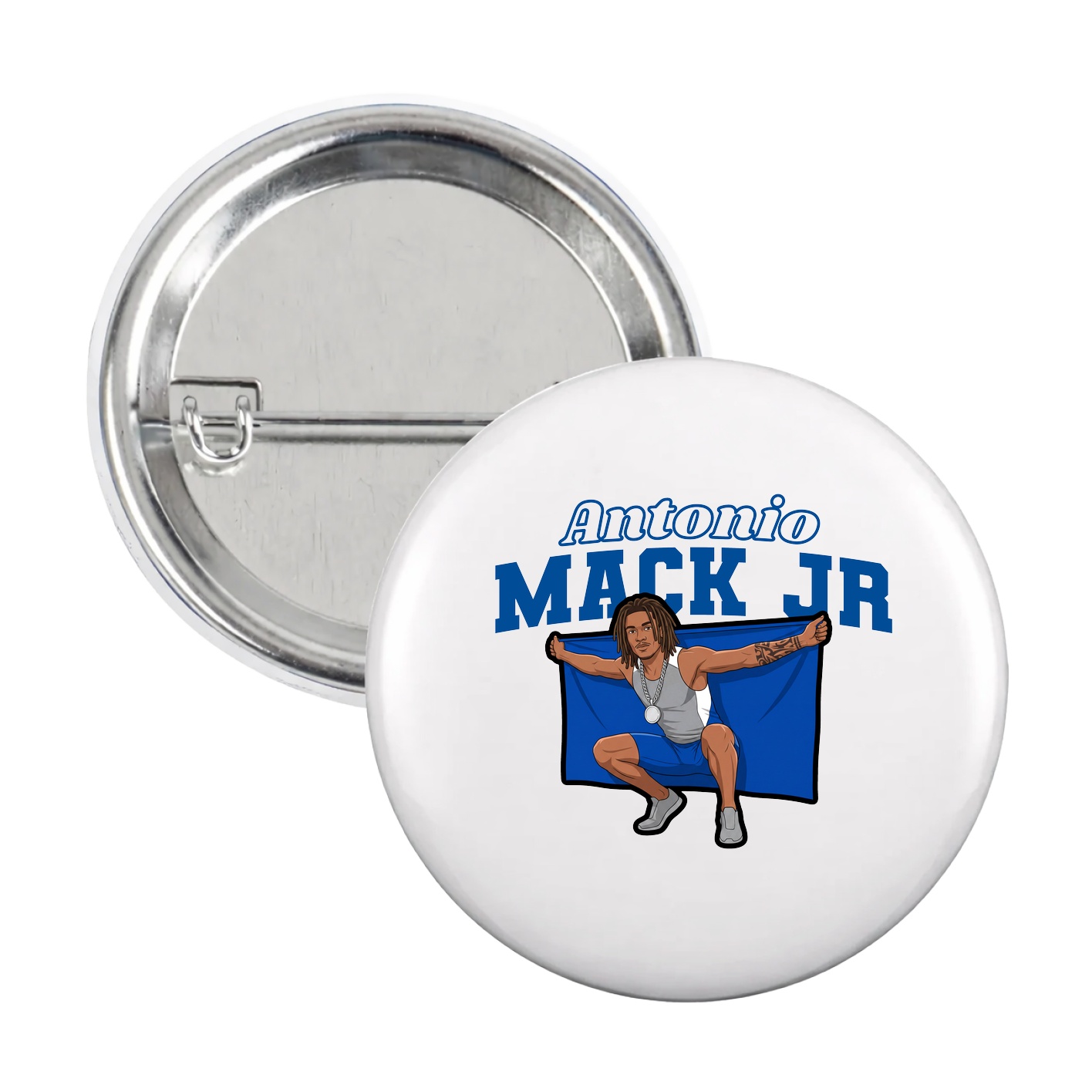 Game Day Button — Name Arch in White