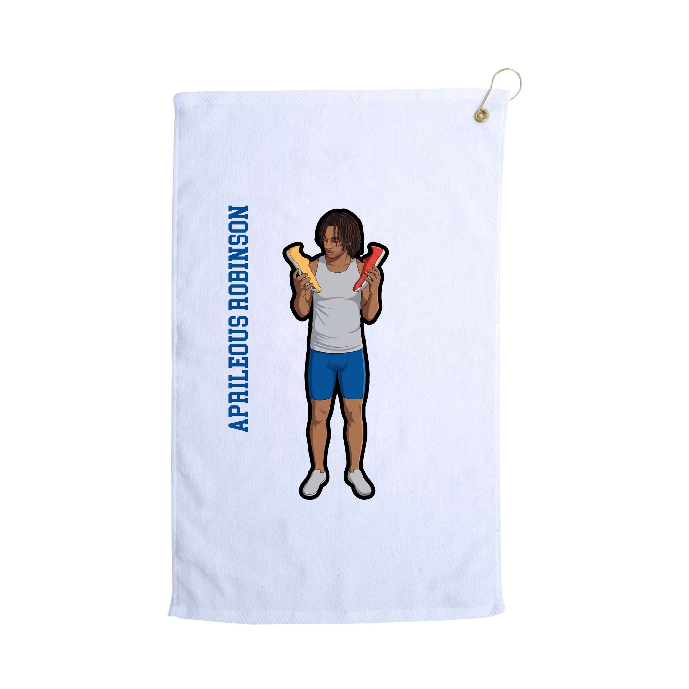 Golf Towel — Name Vertical in White