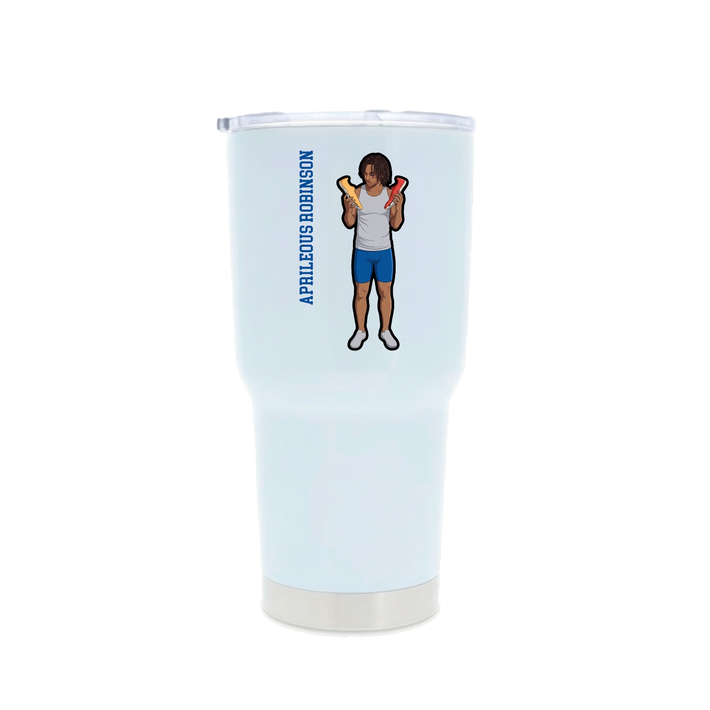 30oz Stainless Steel Tumbler — Name Vertical in White
